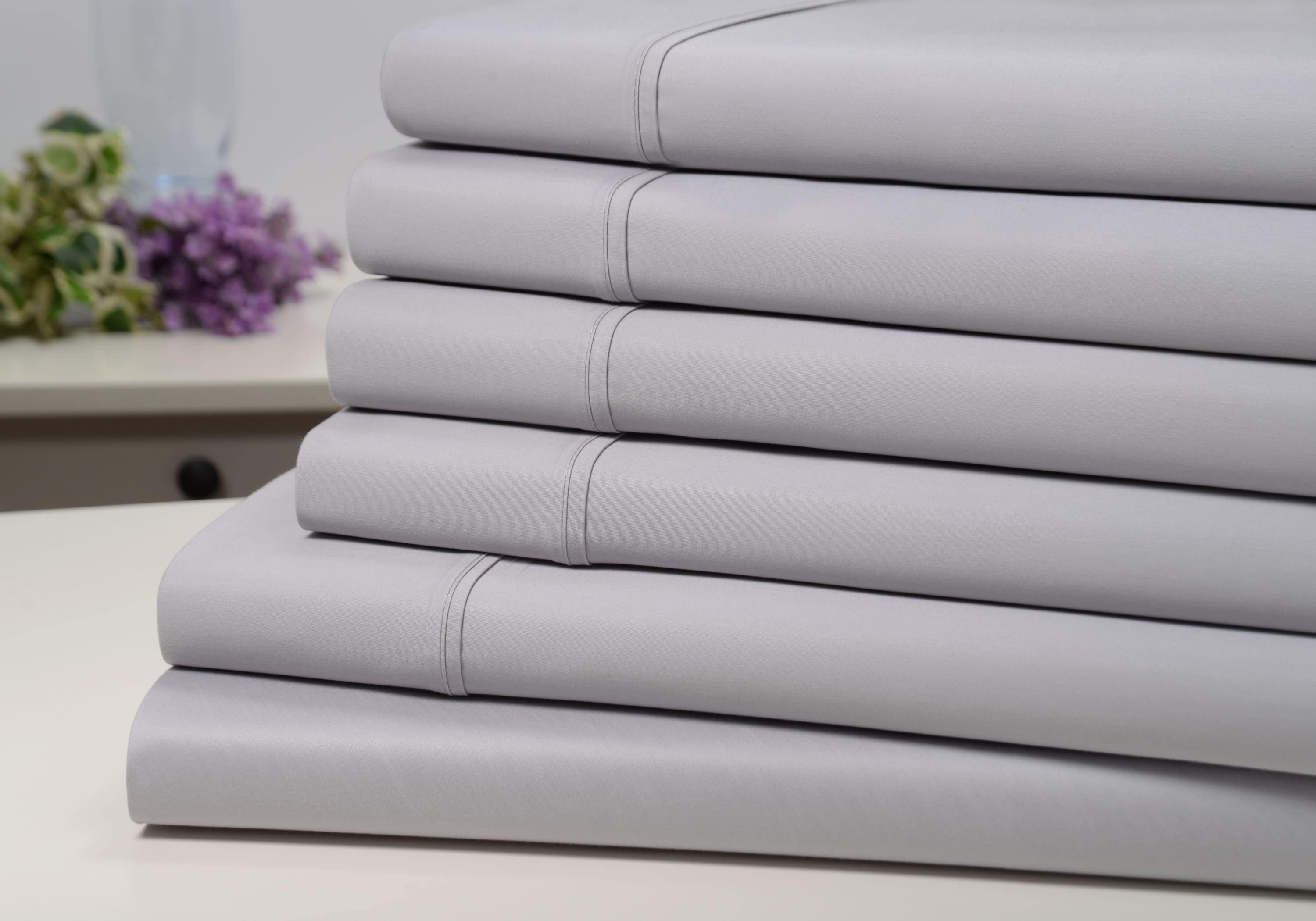 Kathy Ireland Full 1500 -Thread Count Cotton polyester blend Silver 6 -Piece Bed Sheet Set