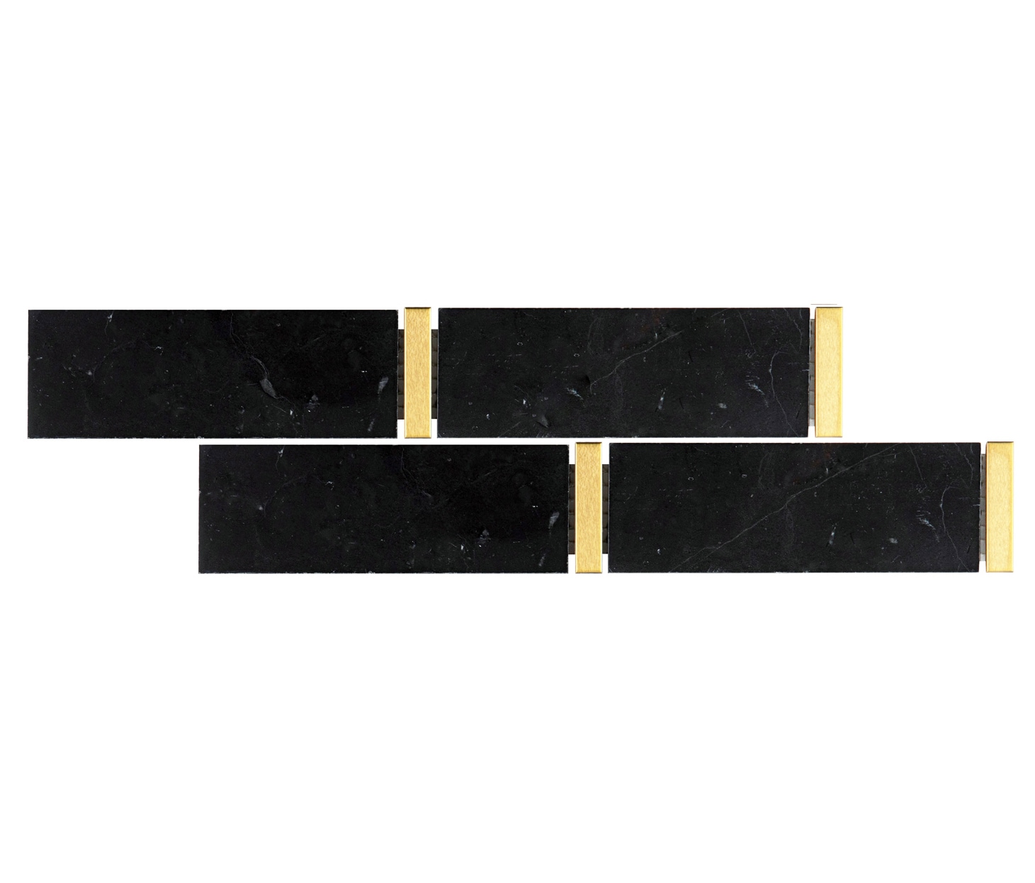 Giorbello G7009-SMPL Sample- Black and Gold 11-in x 12-in Polished Marble Look Linear Floor and Wall Tile