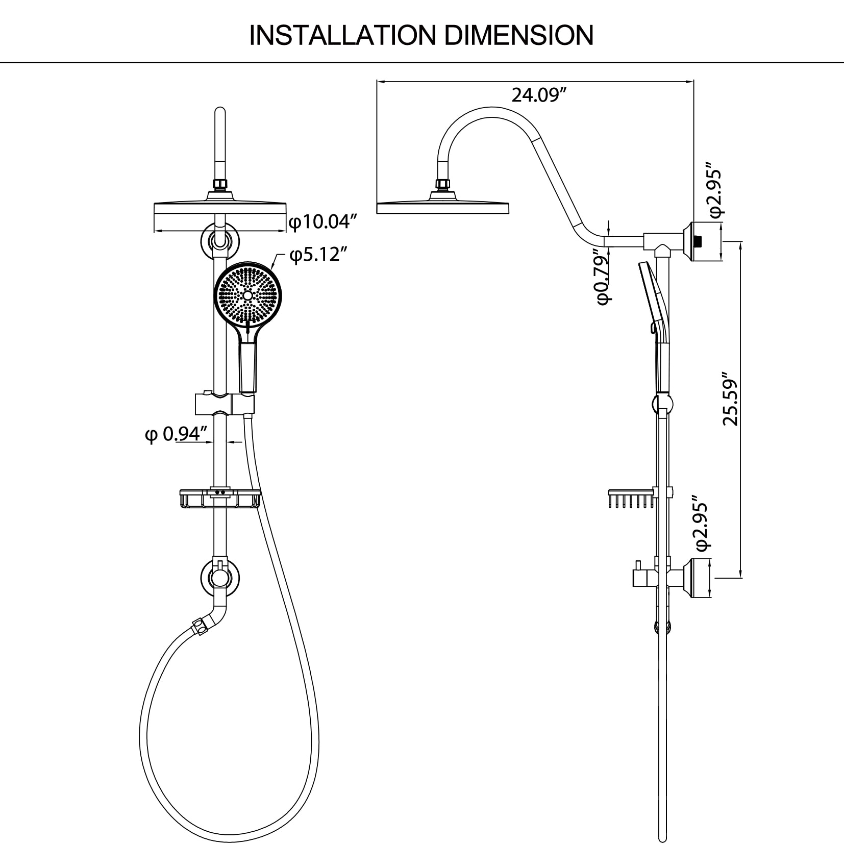 Clihome CHMS-10BG-A3806 Showerhead-Bar-Panels - View #2