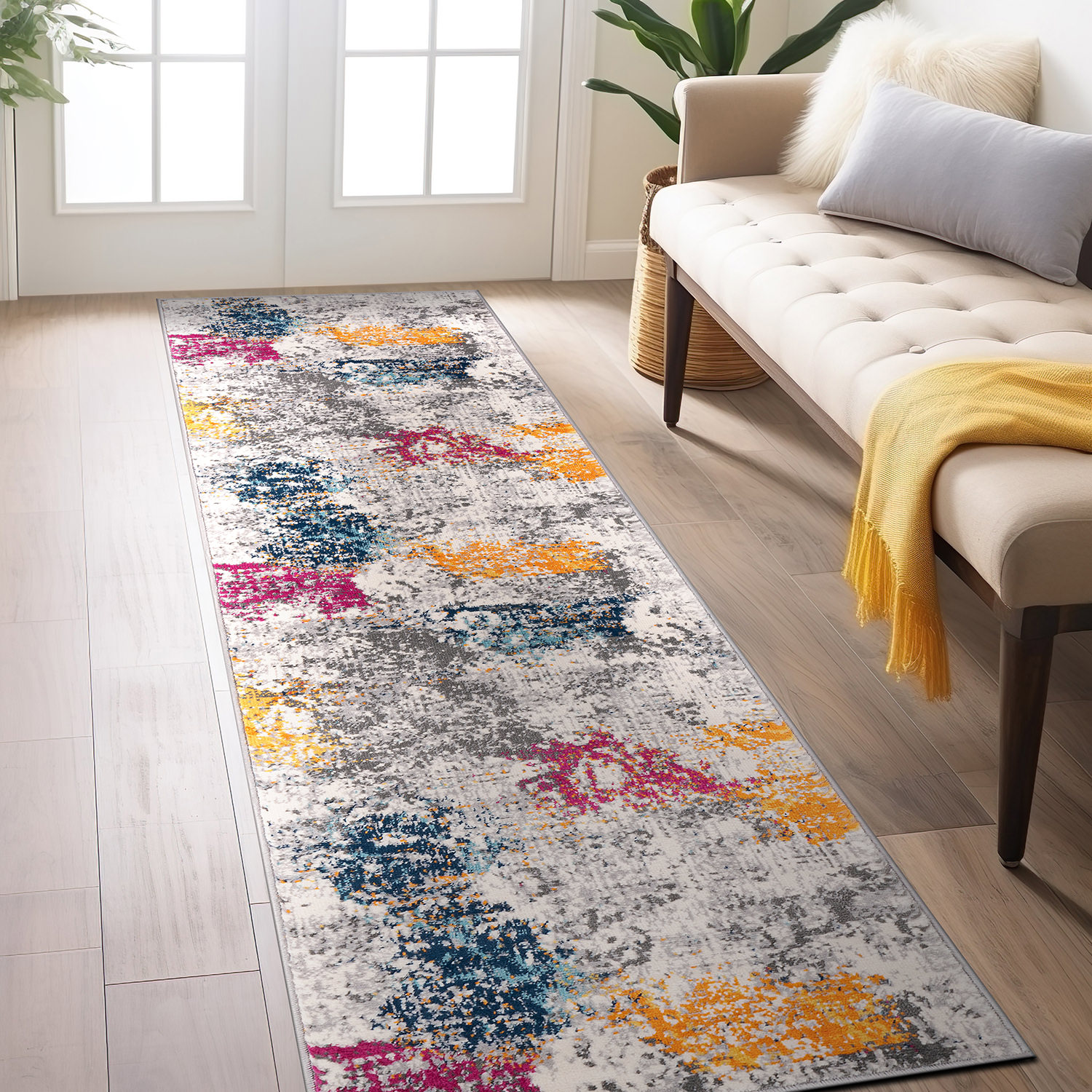World Rug Gallery 4050MULTI2X7 2 x 7 (ft) Loomed Polypropylene Multi Rectangular Indoor Abstract Vintage Runner rug