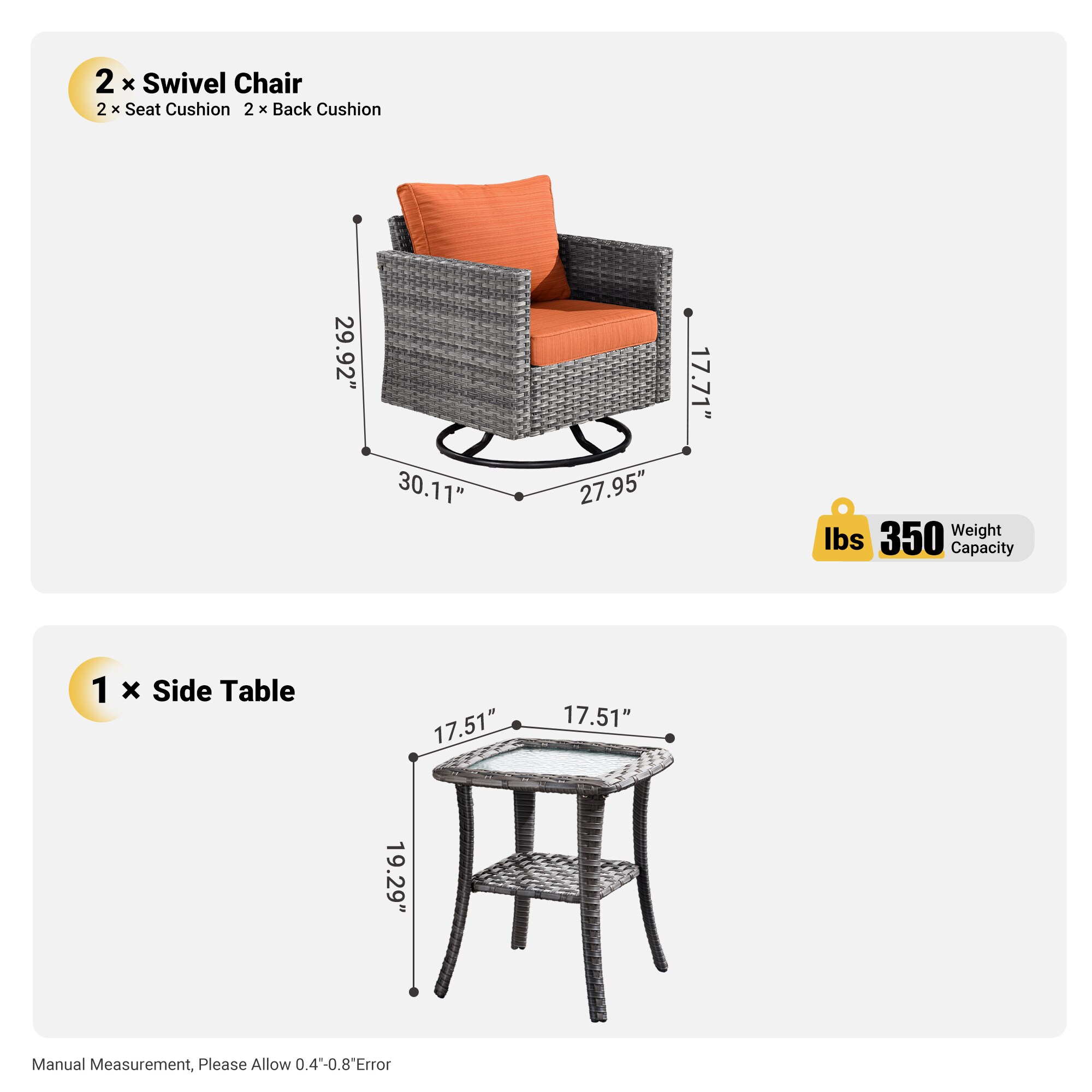 Ovios ZY800 Patio-Conversation-Sets - View #8