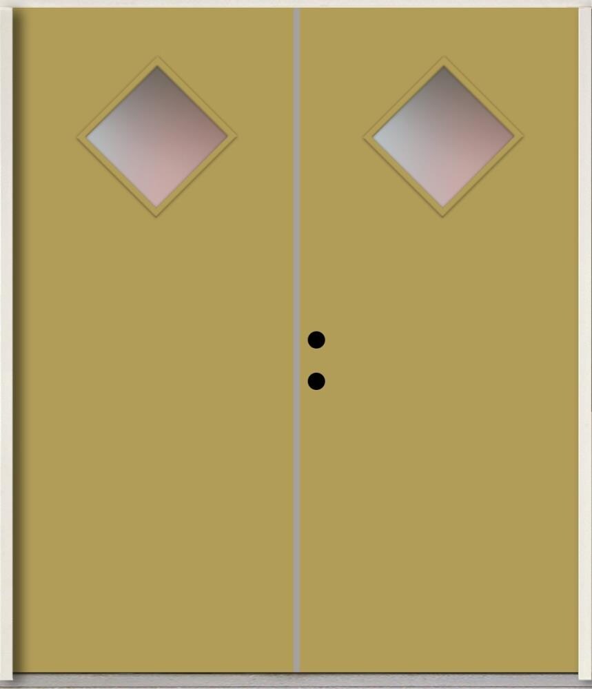 RELIABILT LO1067303 Spotlights 72-in x 80-in x Fiberglass 1/4 lite Right-hand inswing Meadowlark paint Painted Prehung Double Front Door Insulating core