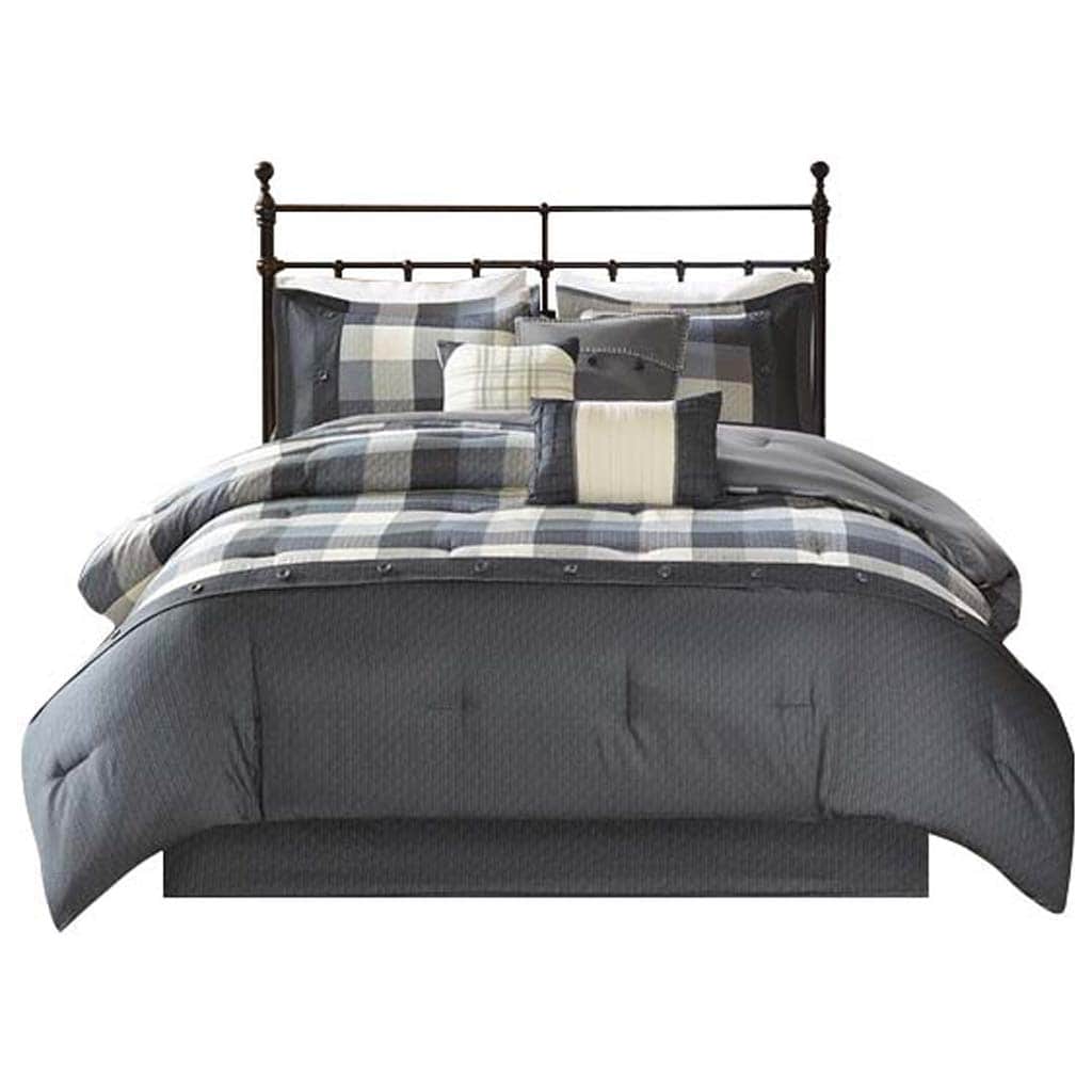 Gracie Mills  Nanette 7-Piece Bufallo Plaid Printed Herringbone Comforter Set