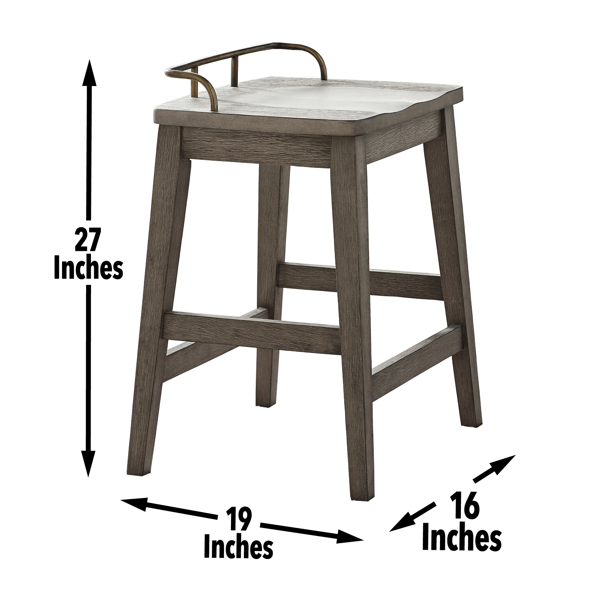 Rustic Gray Smokey Oak 27" Backless Saddle Counter Stool