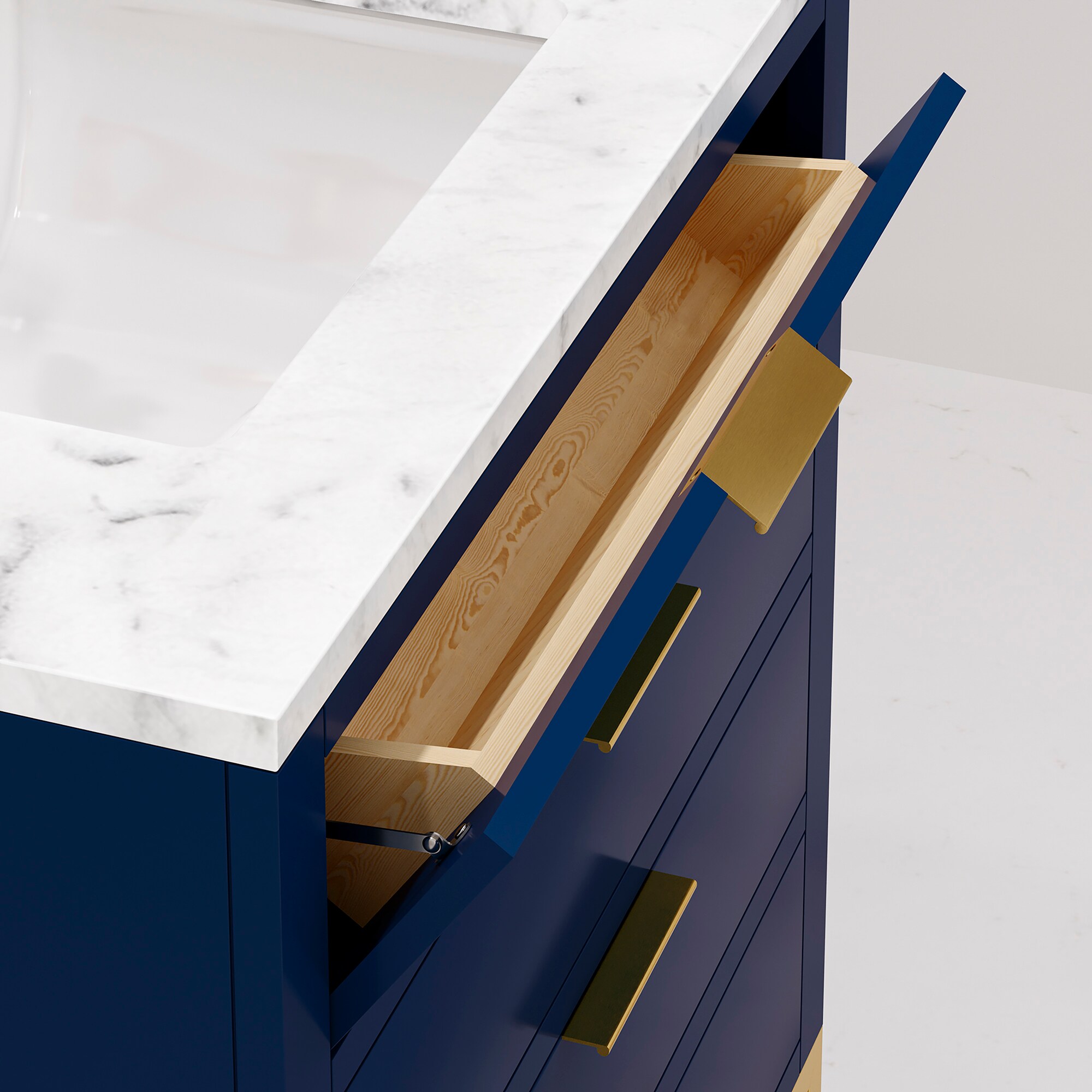 Bristol 30" Monarch Blue Single Sink Vanity with Carrara Marble Top