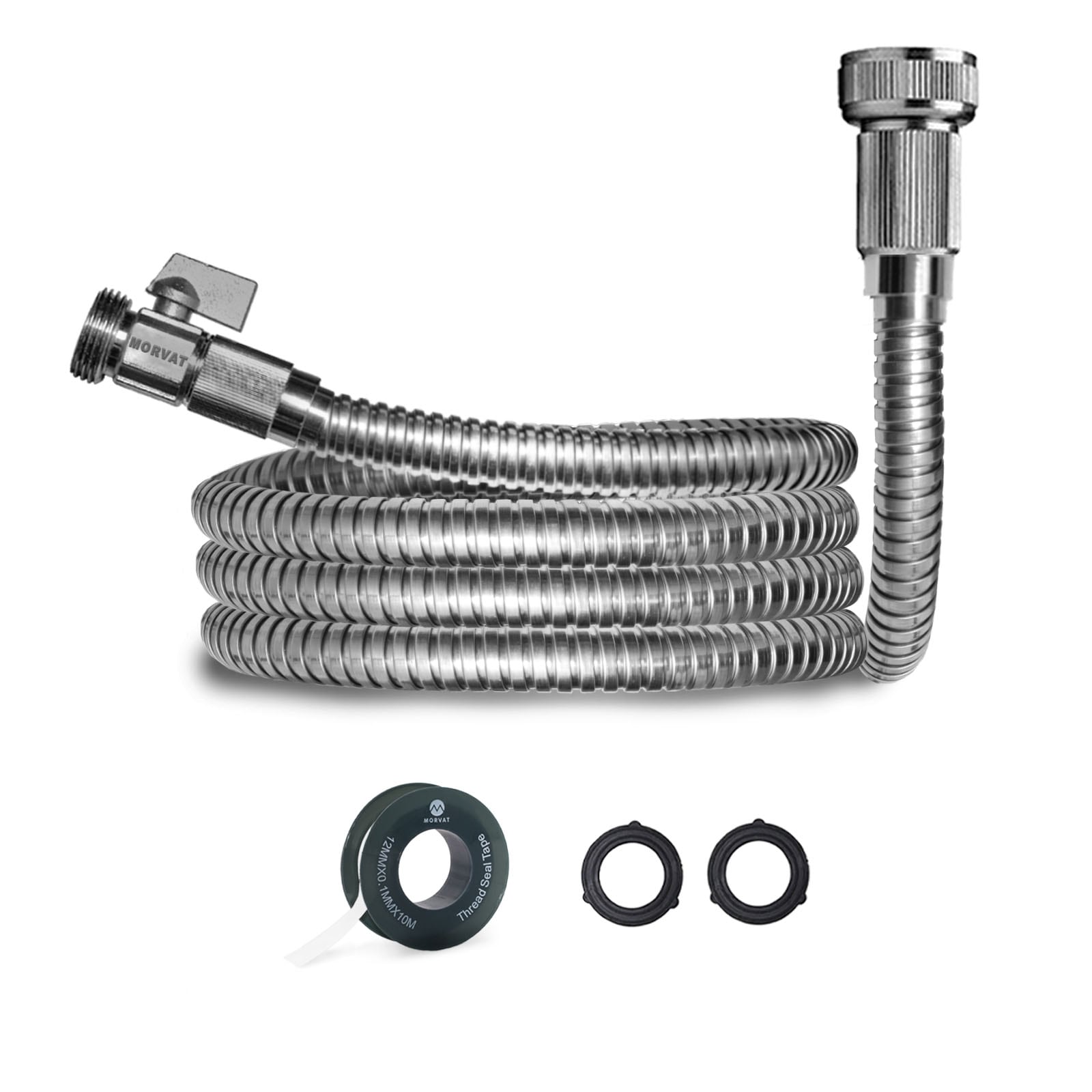 Morvat SS-HOSE-3 Stainless-Steel Hose Collection 1/2-in x 3-ft Premium -Duty Kink Free Stainless Steel Stainless steel Hose