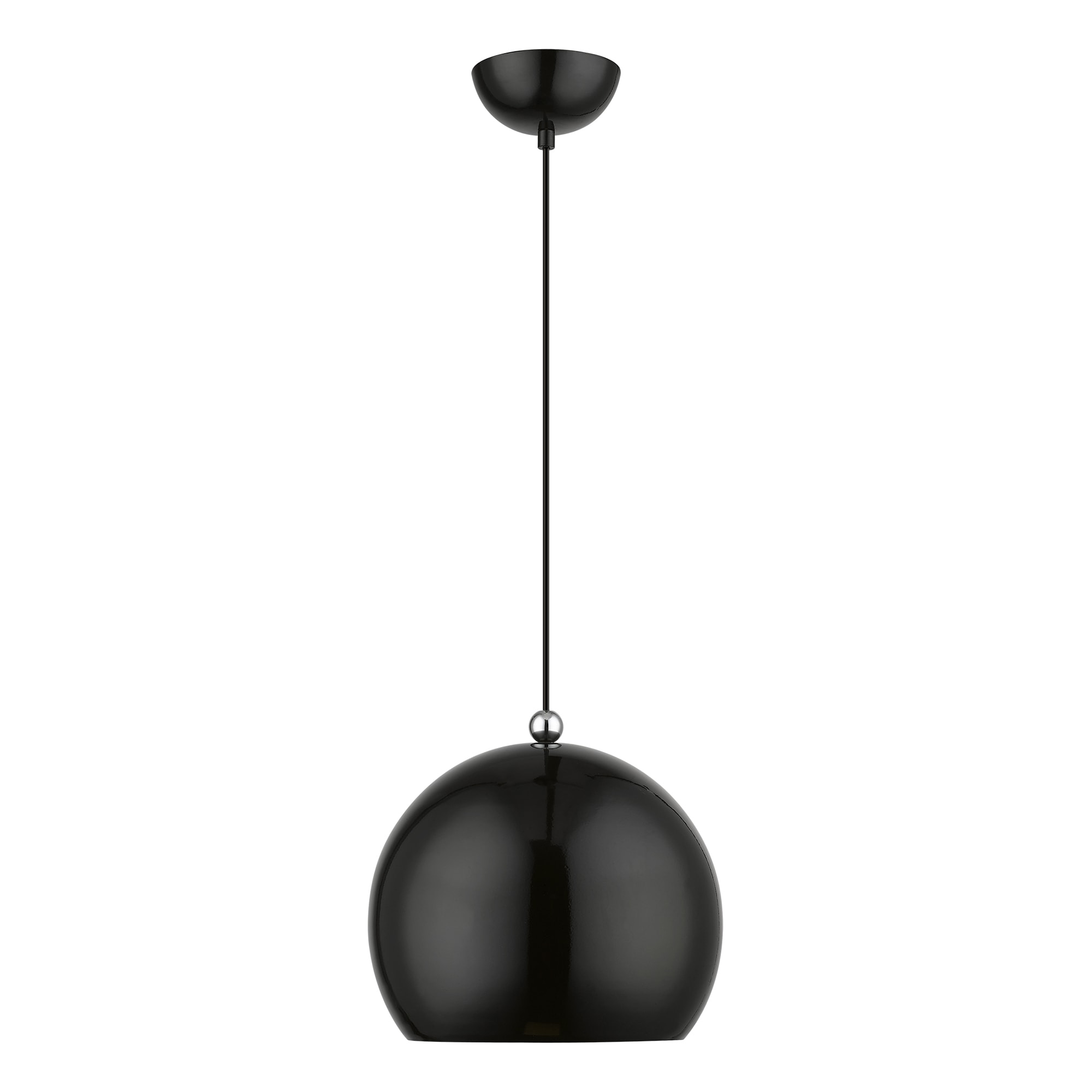 Stockton 11.75" Black and White Globe Pendant with Chrome Accents