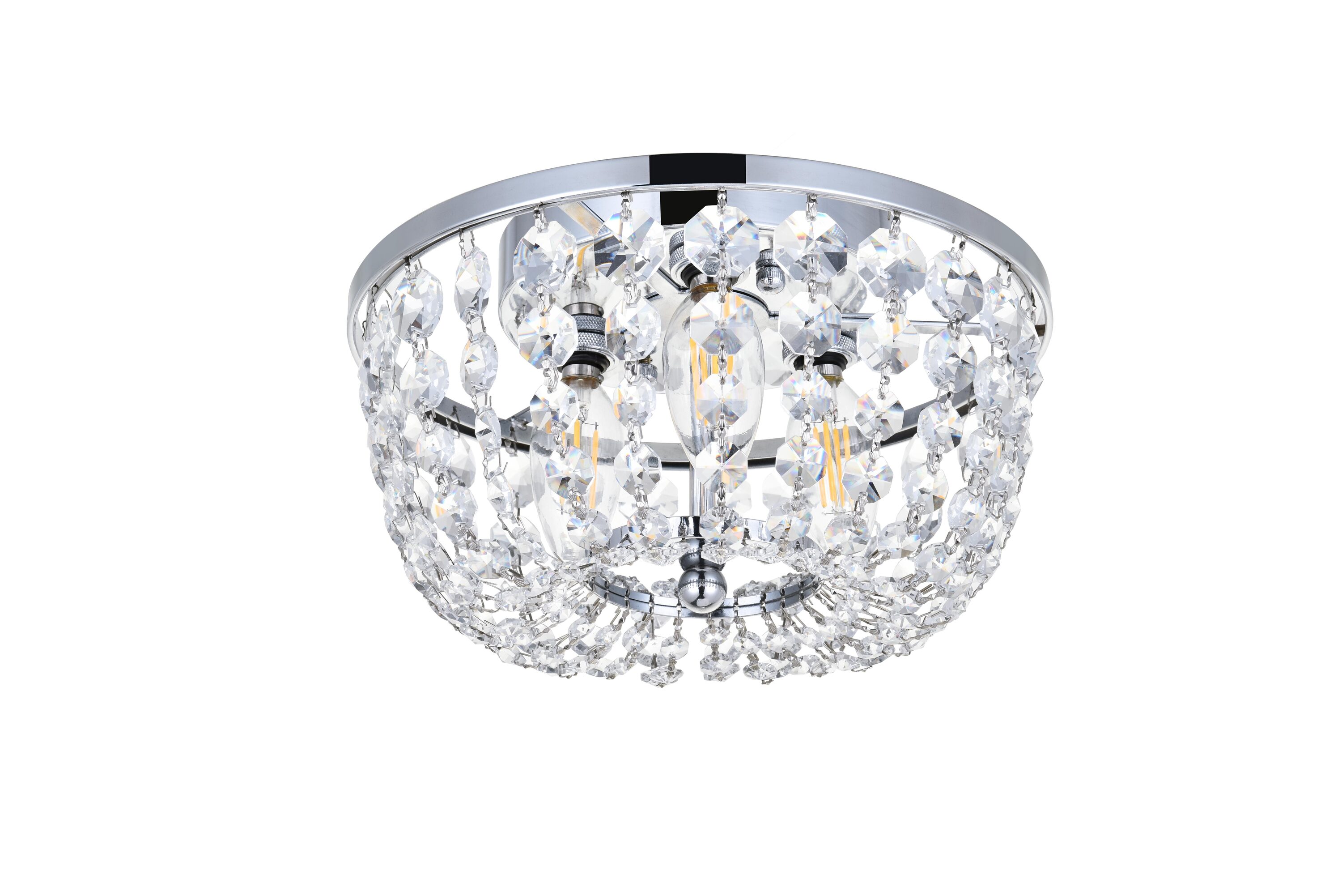 Cora 10 Inch Chrome Flush Mount with Clear Crystal Trim