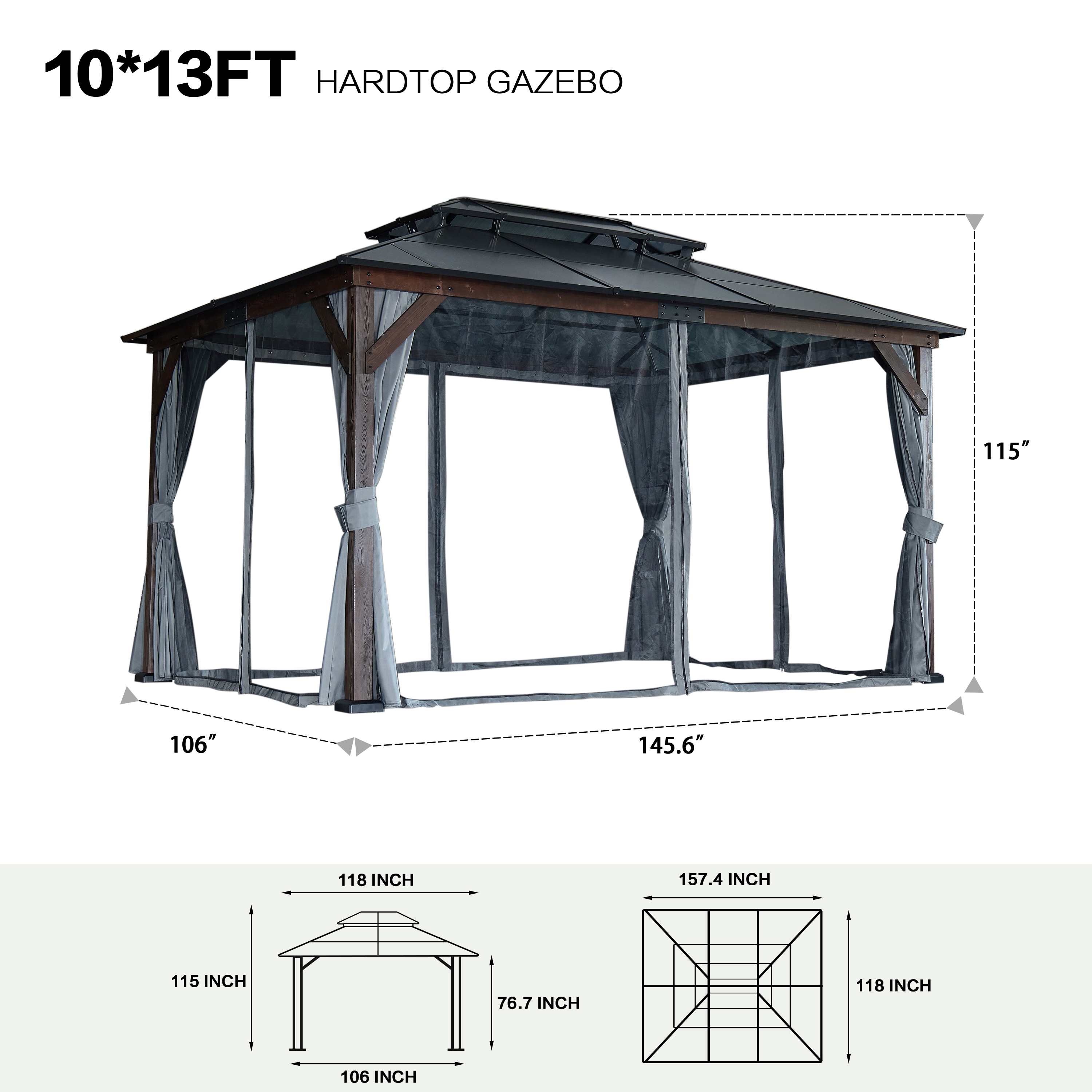 JIMSMAISON BOGASCG09B-BRO Wood-Resin-Gazebos - View #9