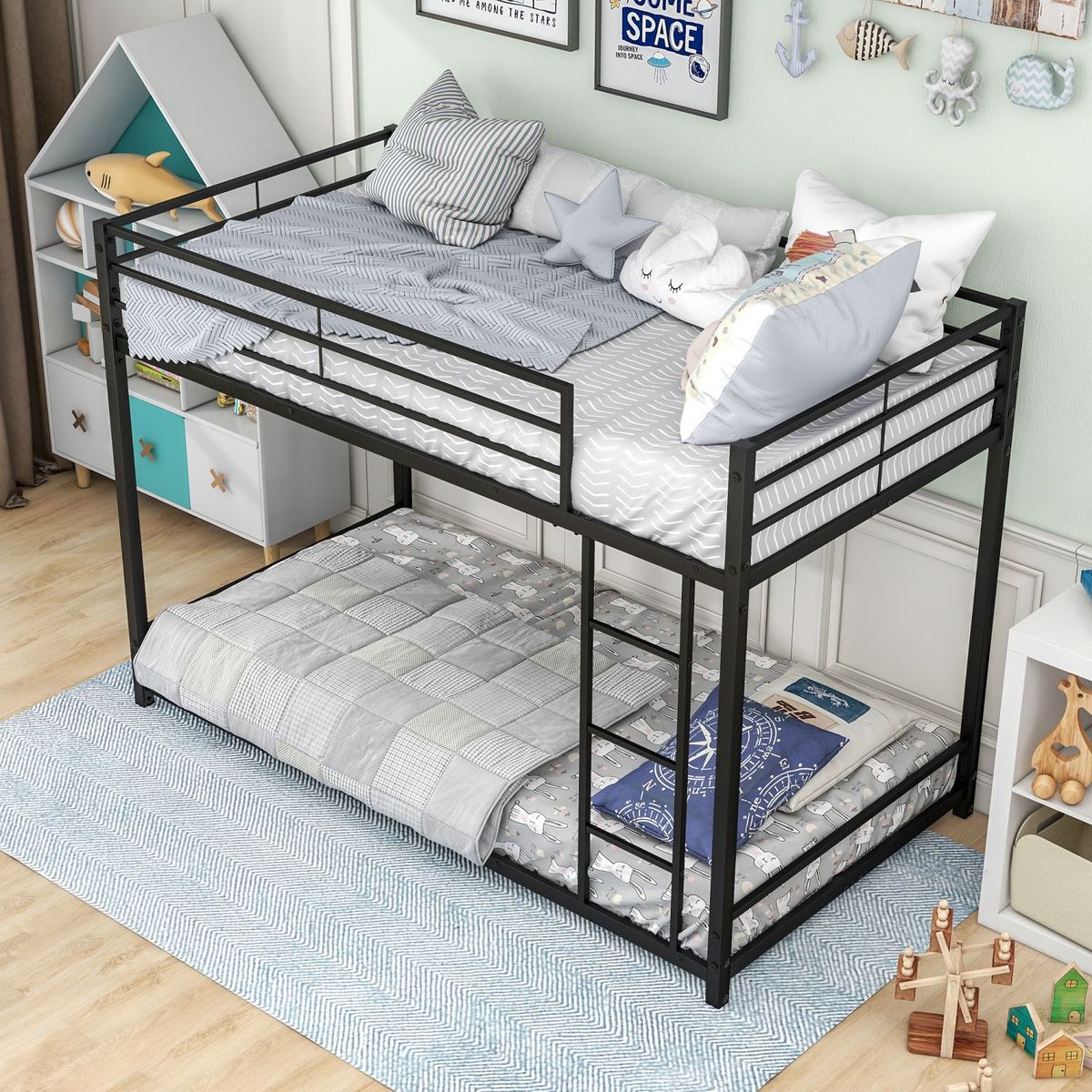 JASMODER Black Twin Composite Platform Bed at Lowes.com