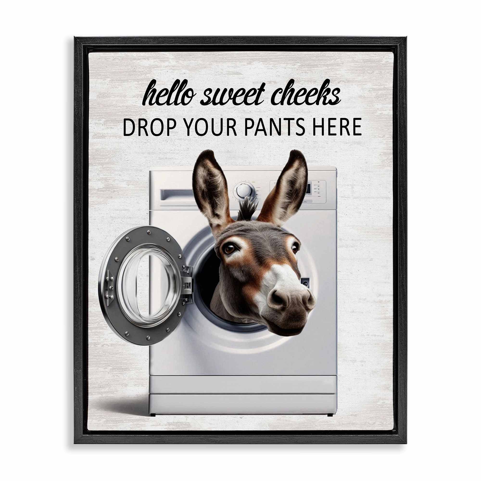 Stupell Industries BS-905-FFB-16X20 Funny Sweet Cheeks Laundry Black Framed Floater Canvas Wall Art By Lettered and Lined 17 x 21