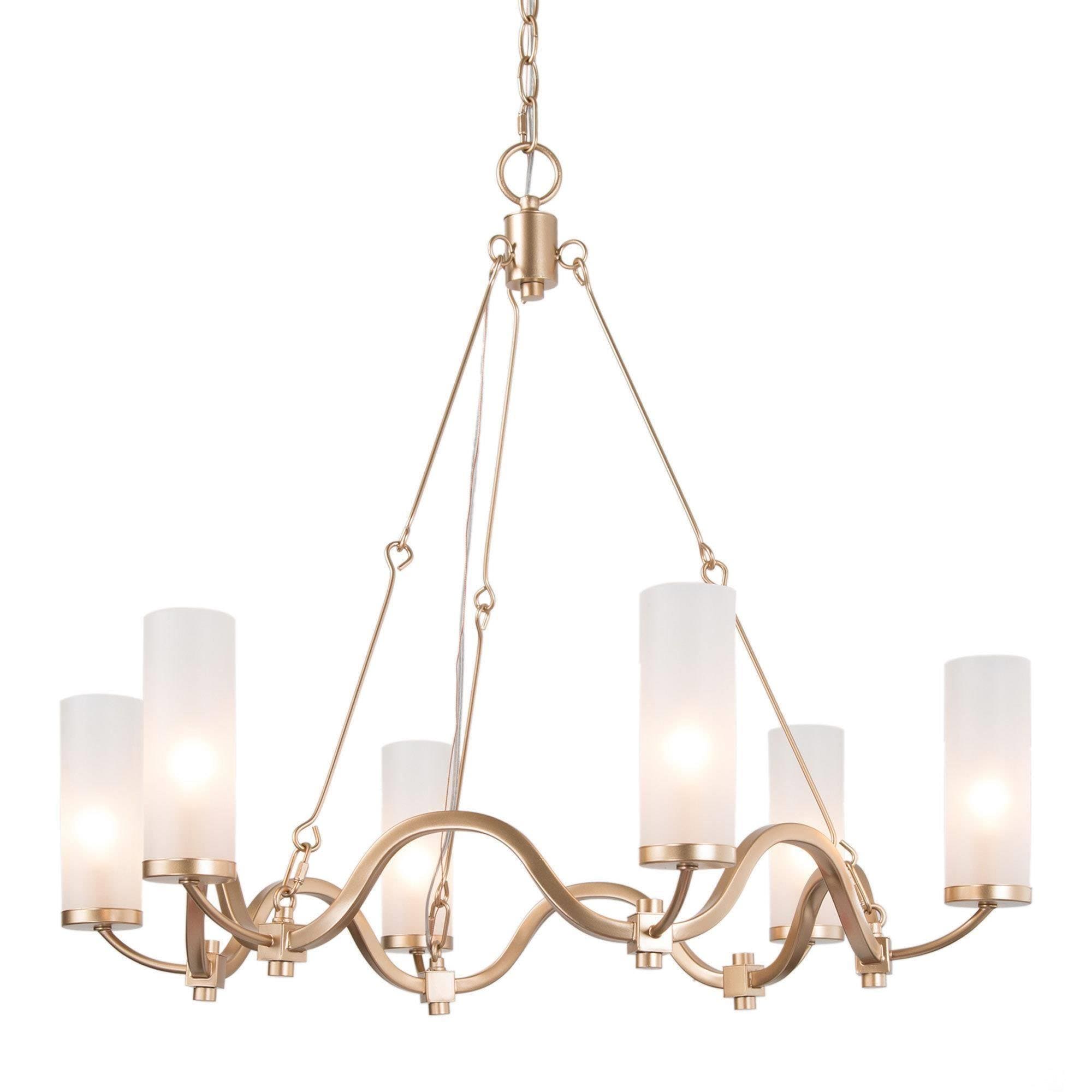 LNC Ellan 6-Light Matte Gold Wagon Wheel Modern/Contemporary Opal Glass ...