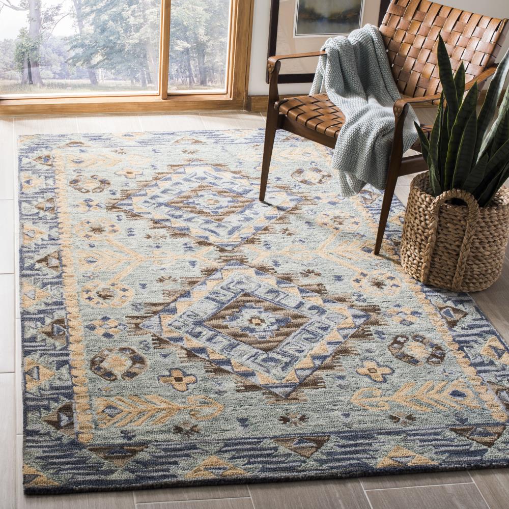 Handmade Blue Wool Tufted Reversible 6' x 9' Area Rug