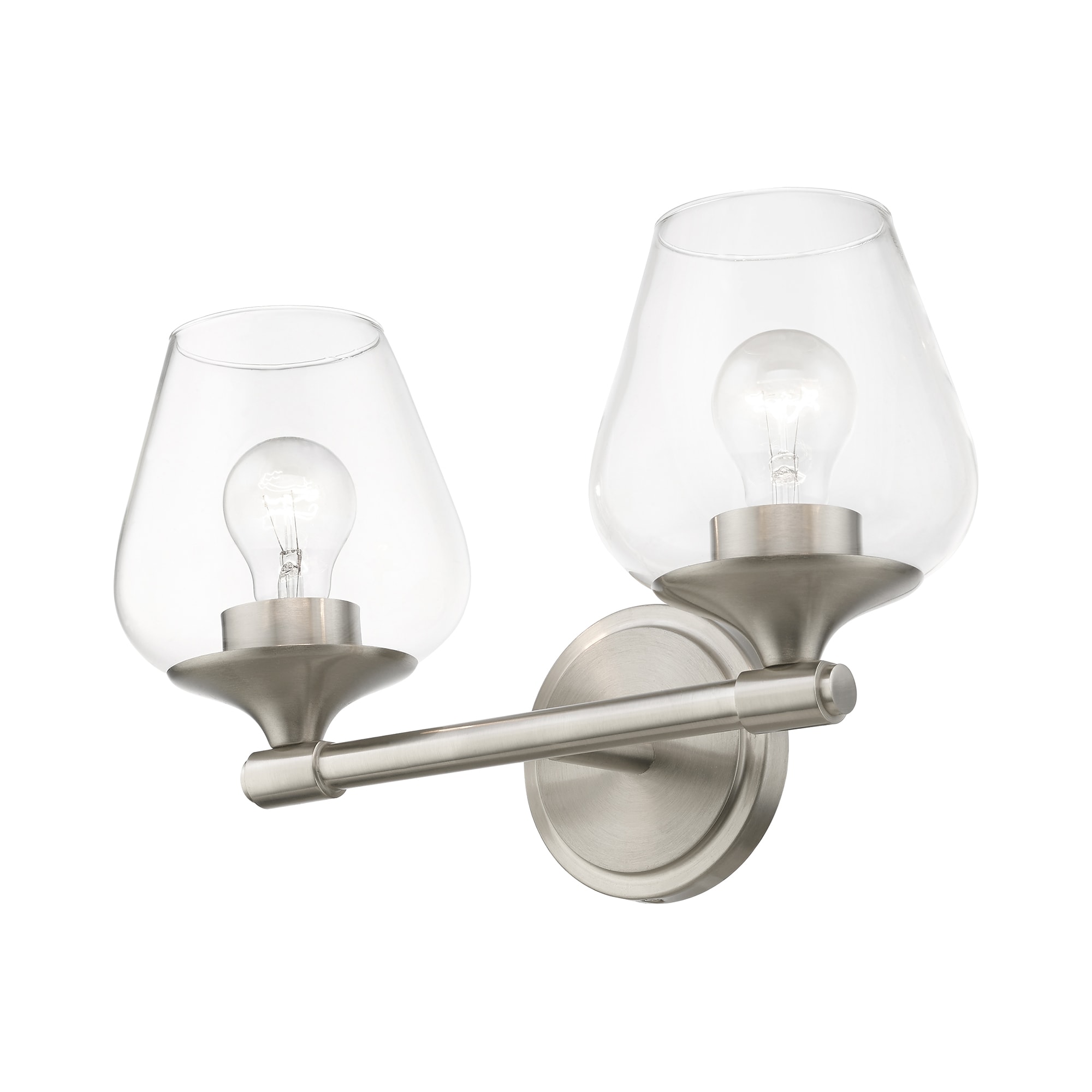 Willow Brushed Nickel 2-Light Vanity Sconce with Clear Glass