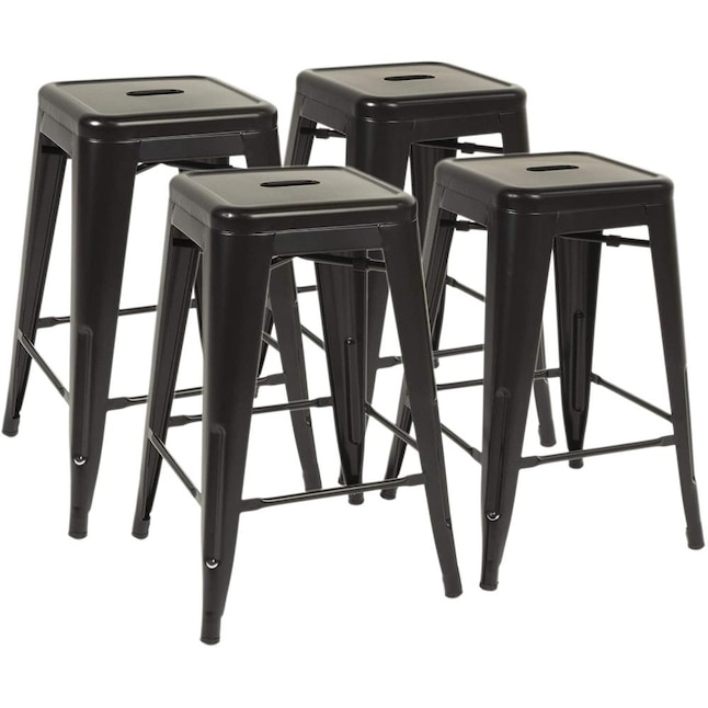 Fdw Metal Bar Stools Set Of 4 Stackable, Picture Of A Bar Stool Seats With Backs
