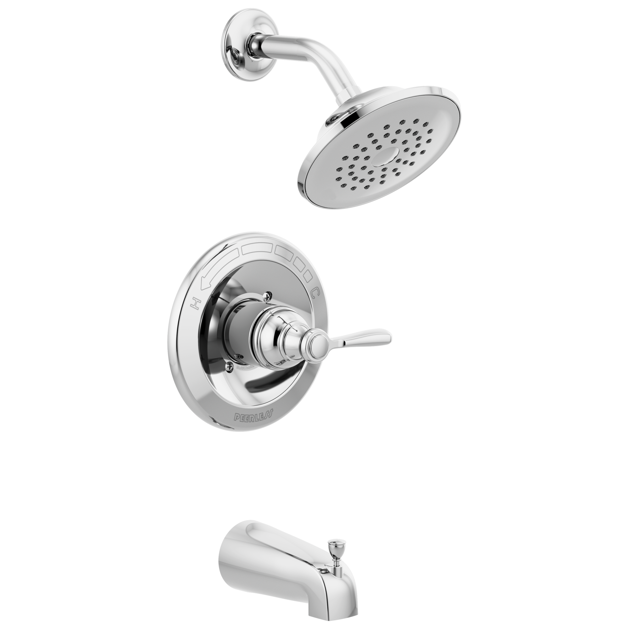 Peerless PTT14465 Elmhurst Chrome 1-handle Single function 5.938-Inches Round Bathtub and shower Faucet