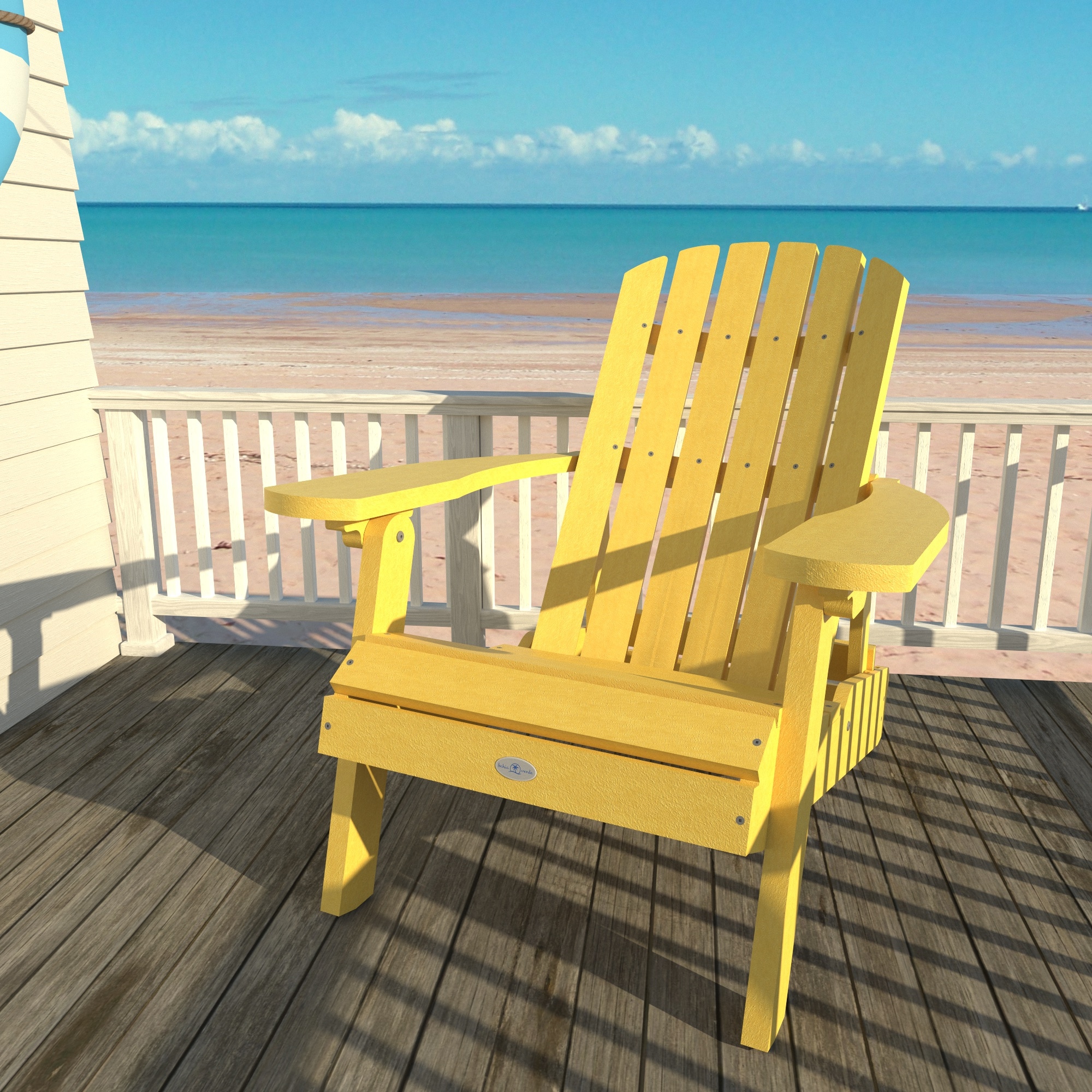 highwood BV-CHL1-SYE Cape Sunbeam Yellow Poly-lumber Frame Stationary Adirondack Chair with Slat Seat