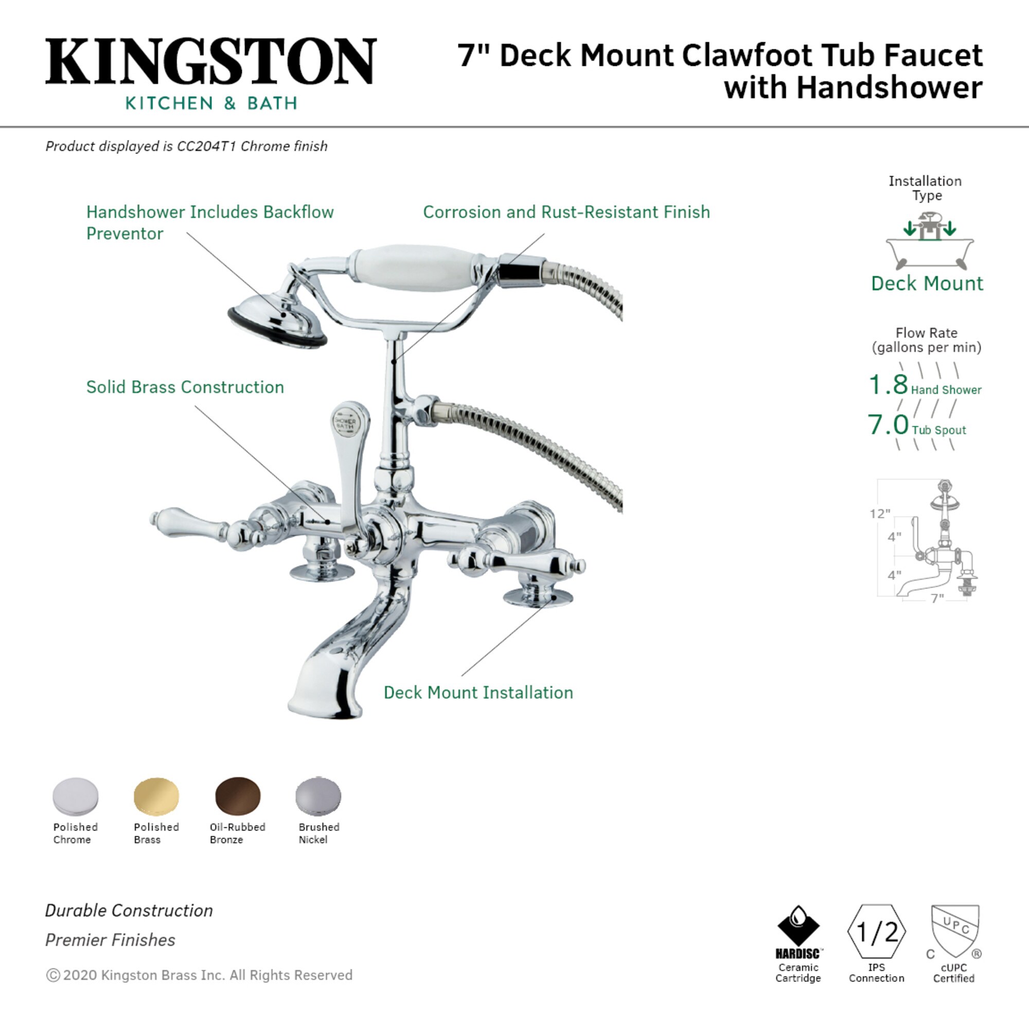 Kingston Brass WLCC203T2 Roman-Tub-Faucets - View #2