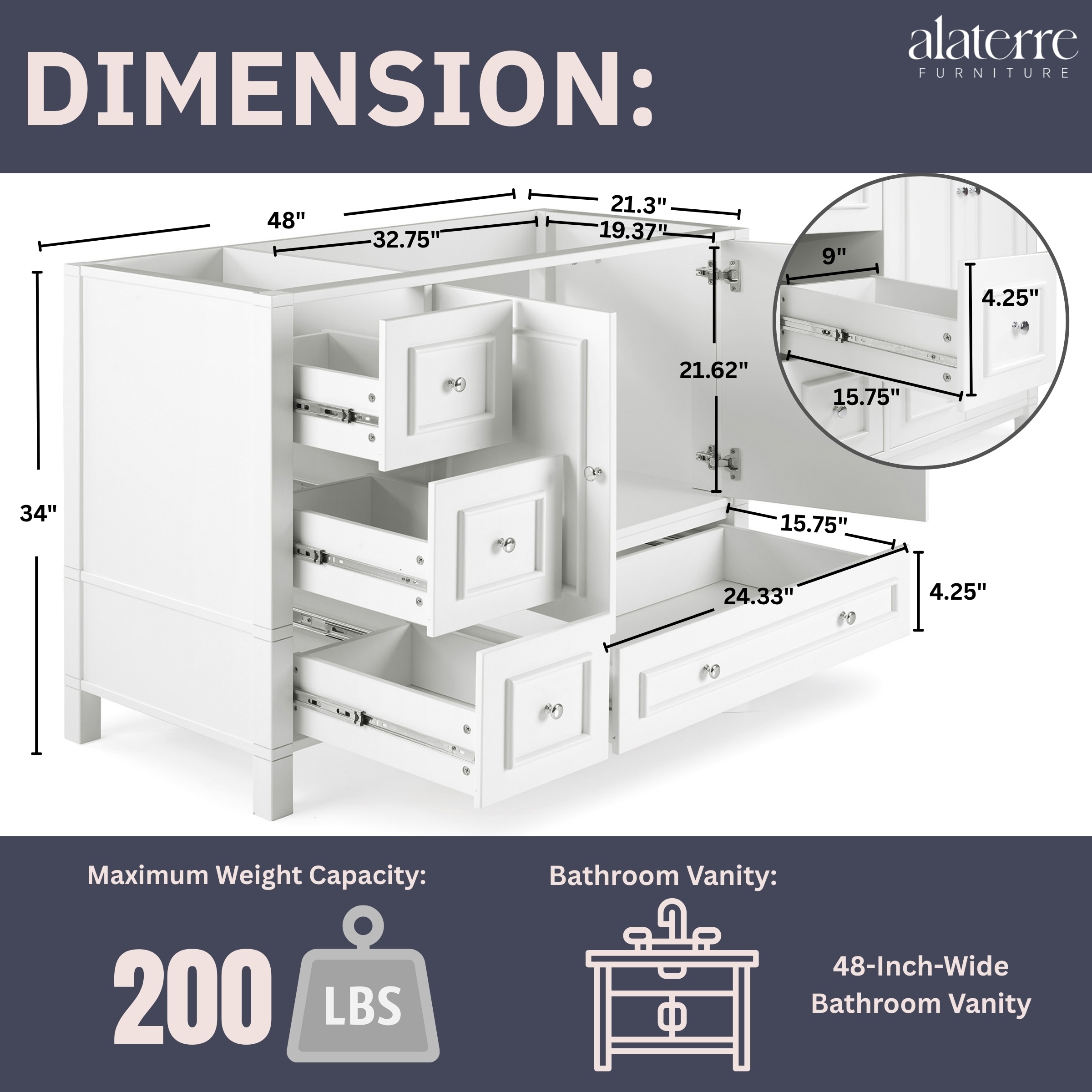 Alaterre Furniture AVAN48WHBB vanities - View #4