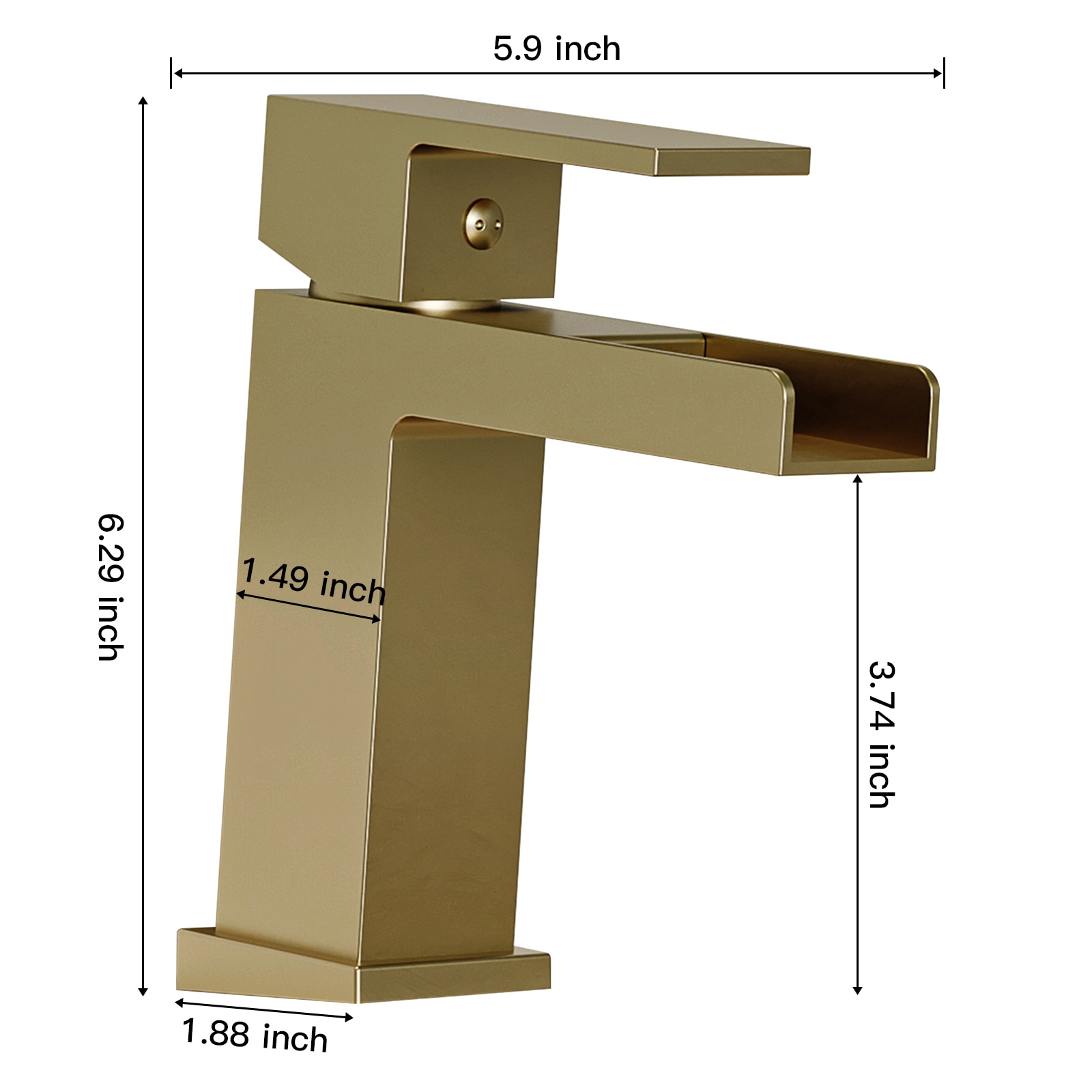Brushed Gold Single Handle Waterfall Bathroom Faucet