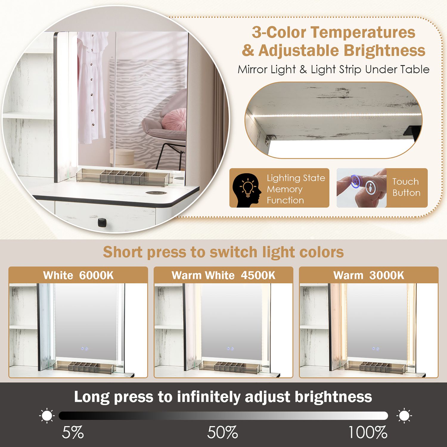 Costway CSHY000049 Bedroom-Vanities - View #7