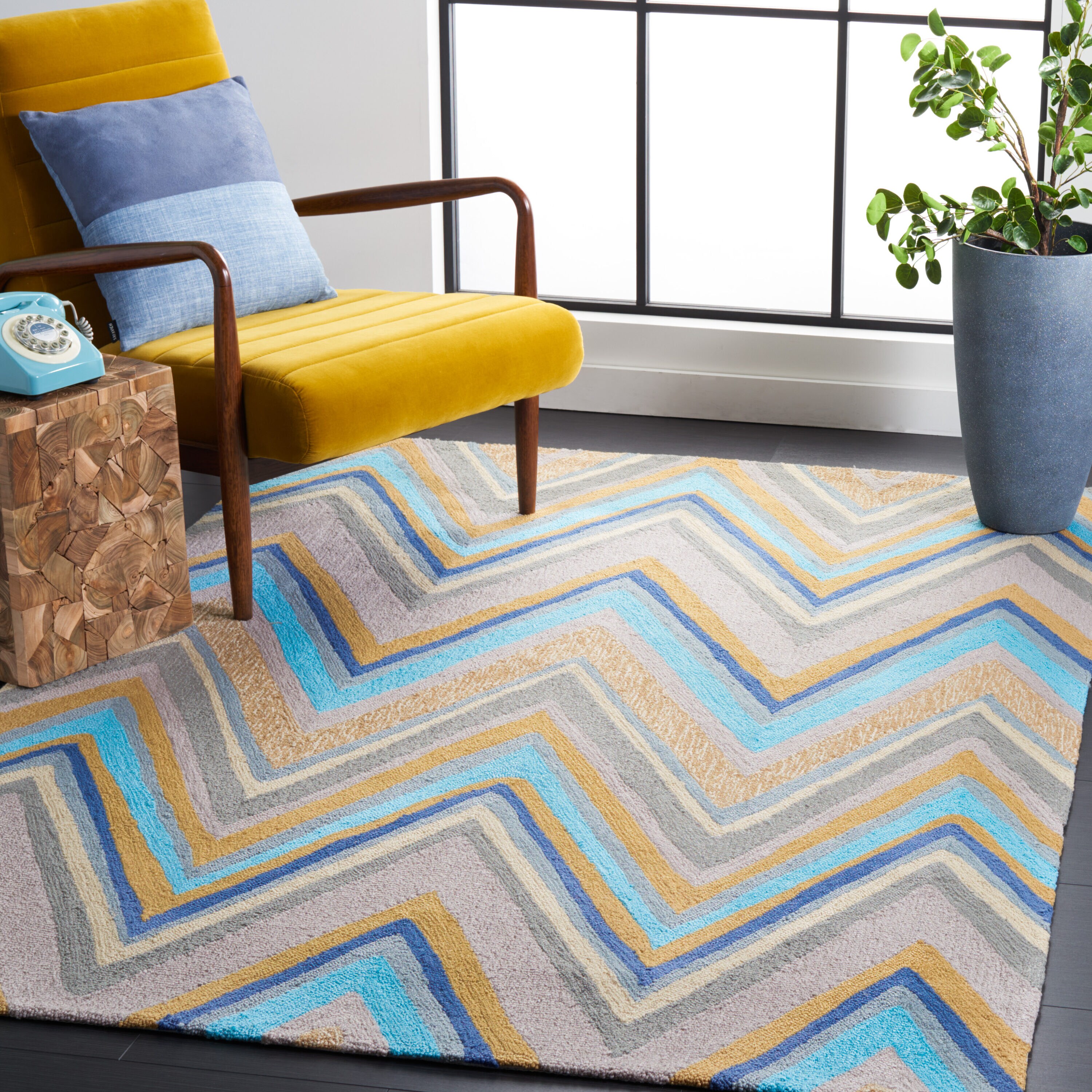 Four Seasons 389D Green/Multi 5ft x 7ft Contemporary Rug