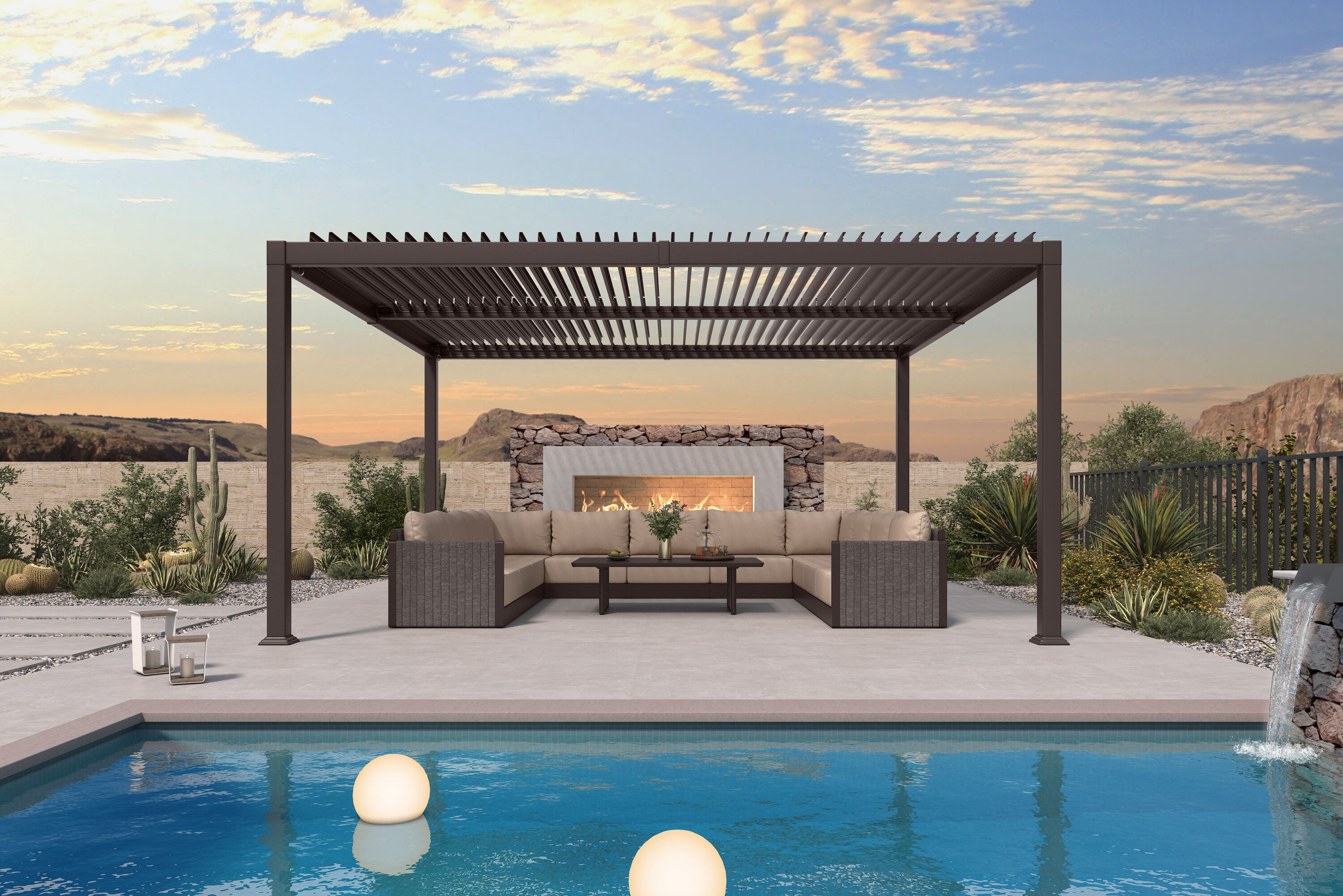 PURPLE LEAF LS03KSBY1315 Pergolas 13-ft 6-in W x 14-ft 10-in L x 7-ft 8-in H Bronze Metal Freestanding Pergola