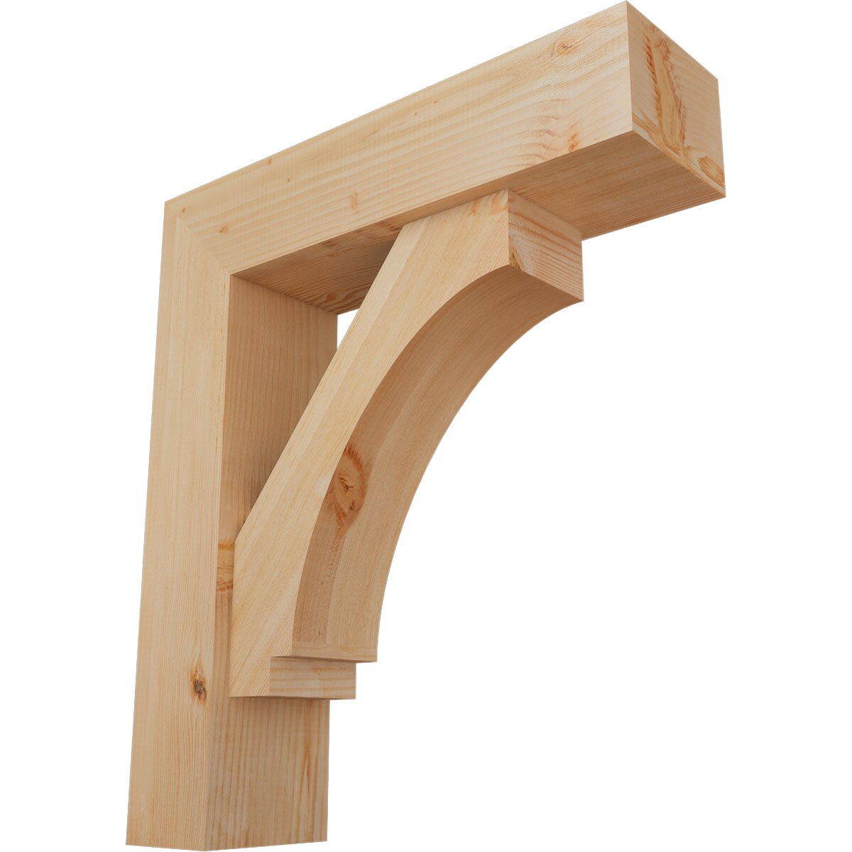 Ekena Millwork 1462983 Imperial Block Smooth Bracket with Offset Brace Douglas Fir Wood Standard Bracket