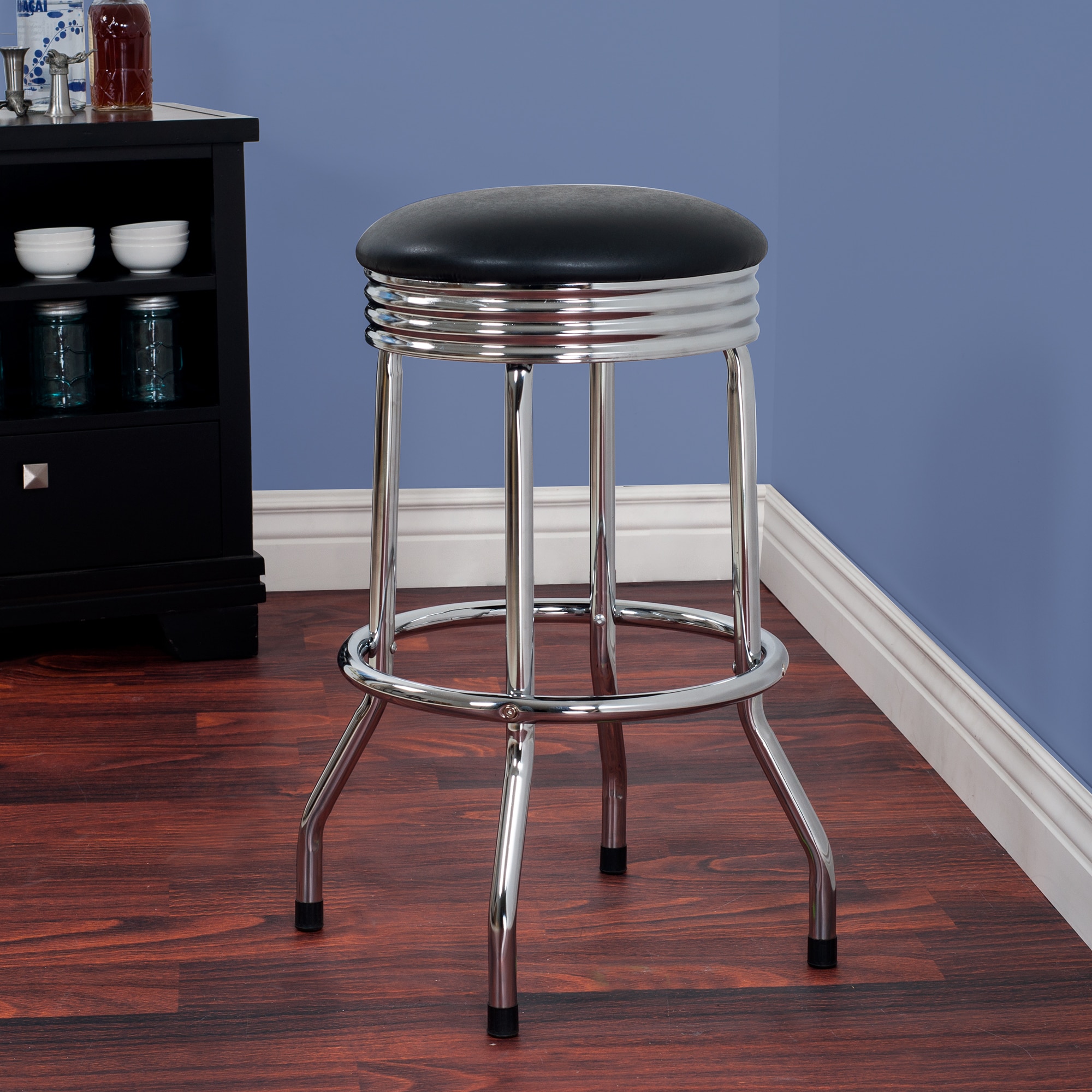Trademark Gameroom 99-SR36-S Chrome Bar height (28-in to 33-in) Round Seat Upholstered Swivel Metal Bar Stool