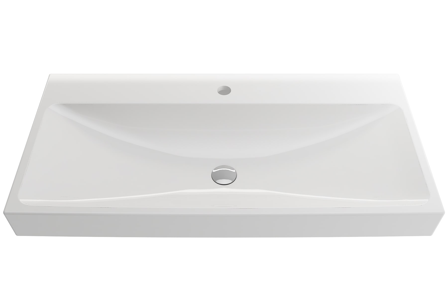BOCCHI 1079-001-0126 Fire clay Wall-mount Rectangular Modern White Bathroom Sink ( 39.75-Inches x 19-Inches )