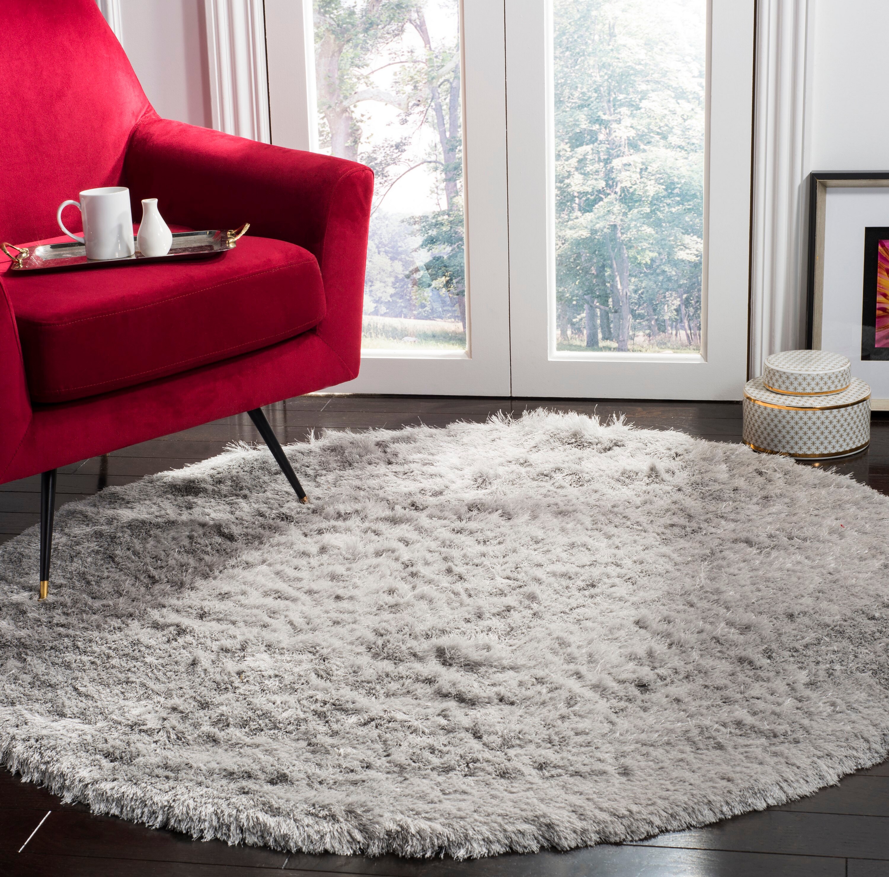 5X5 Black Fluffy Round Rug for Living Room Luxurious Circle Carpet for  Bedroom Shaggy Plush Soft Grey Round Rug Home Decoration Carpets (5x5,  Black)