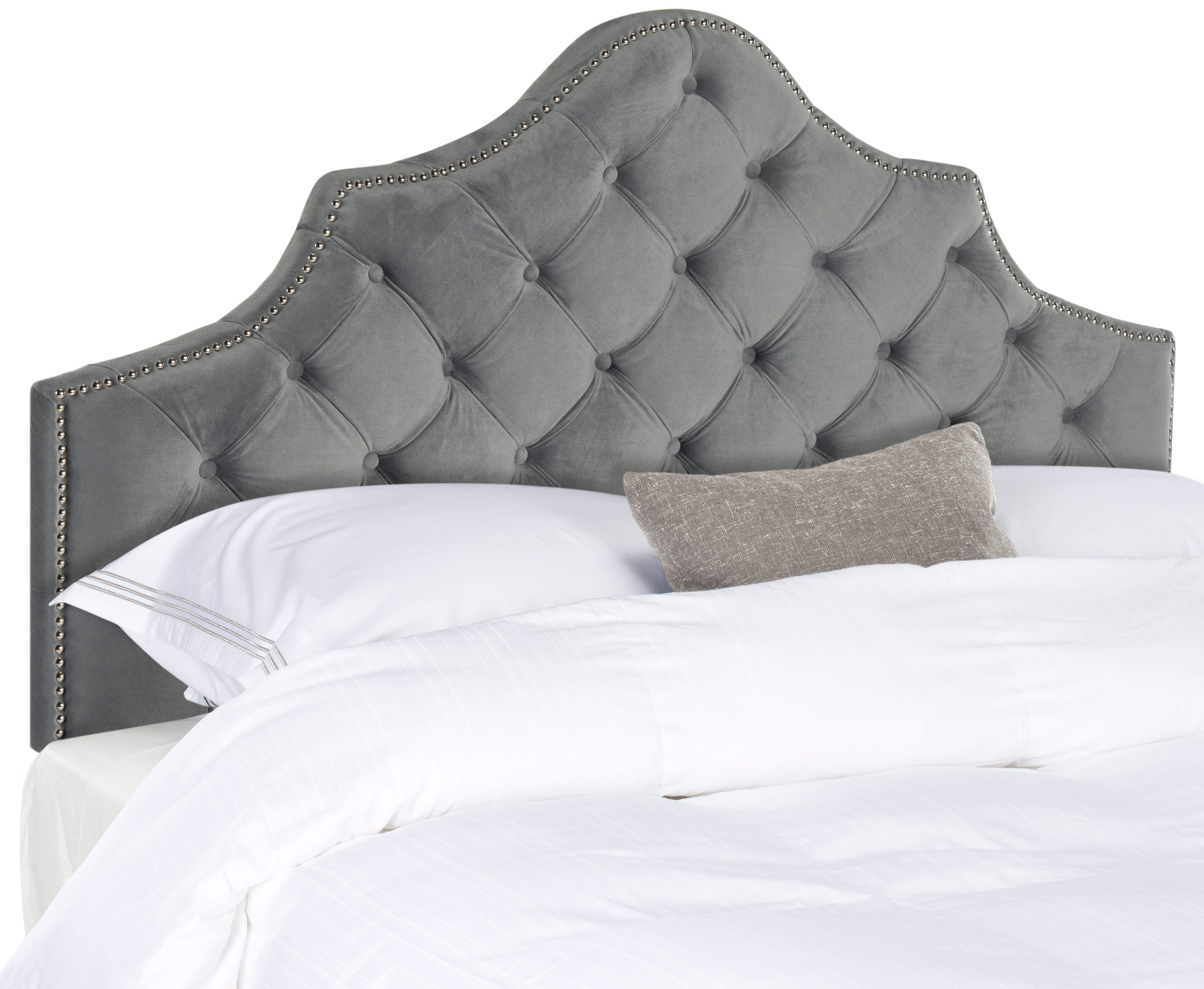 Safavieh Arebelle Pewter Full Polyester Upholstered Headboard In The ...