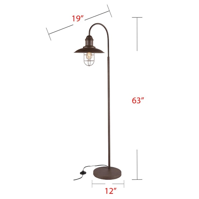 Rustic Pebbled Brown Arc Floor Lamp, Rustic Adjustable Height Floor Lamps