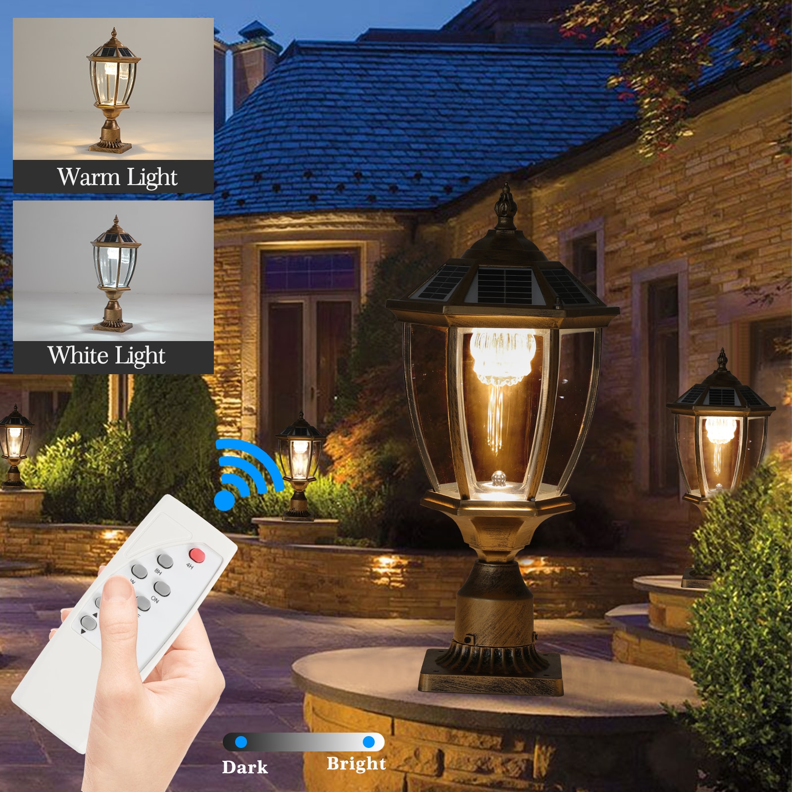 Dexmalle  20in(H) Golden Solar Powered LED Outdoor Lantern