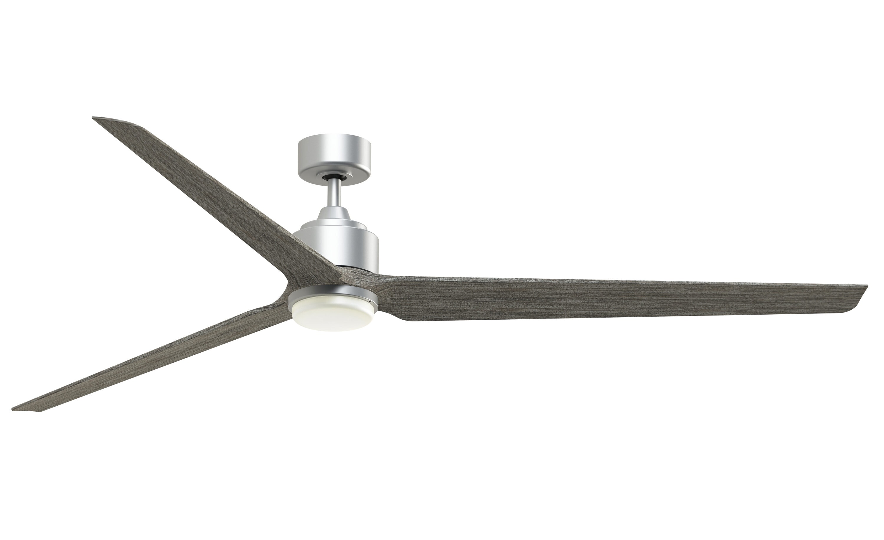 TriAire Custom 84-in Silver Color-changing LED Indoor/Outdoor Smart Propeller Ceiling Fan with Light Remote (3-Blade) | - Fanimation FPD8515SLW-84WEW-LK