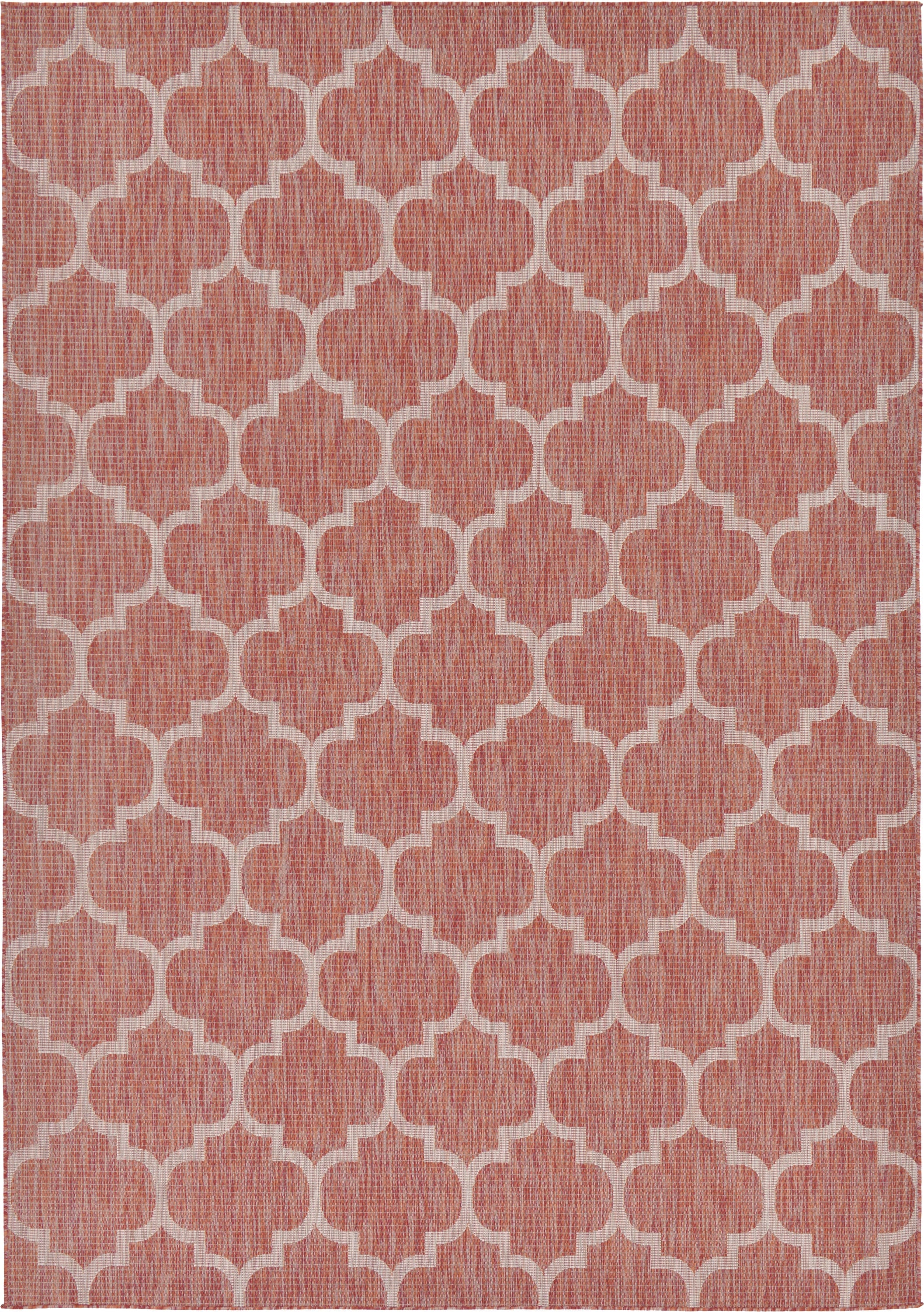 Unique Loom 3128960 Trellis Outdoor 7 x 10 (ft) Loomed Polypropylene Rust Red/Beige Rectangular Indoor/Outdoor Trellis Area rug