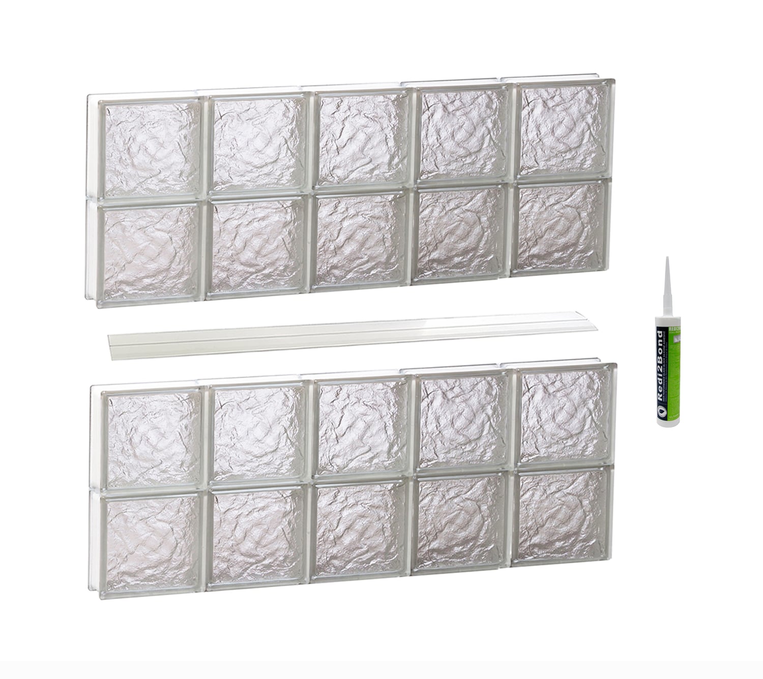 REDI2SET S4032IS Ice Glass 38-3/4-in x 31-in Frameless Replacement Glass Block Window