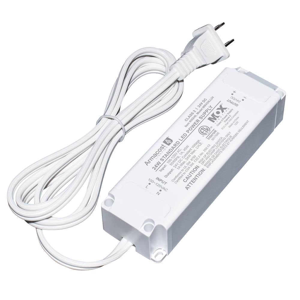 Armacost Lighting 24 Watt Standard 24 Volt DC LED Power Supply - Low Voltage,  Hardwired/Plug-in, White - ETL Listed in the Under Cabinet Lighting Parts &  Accessories department at