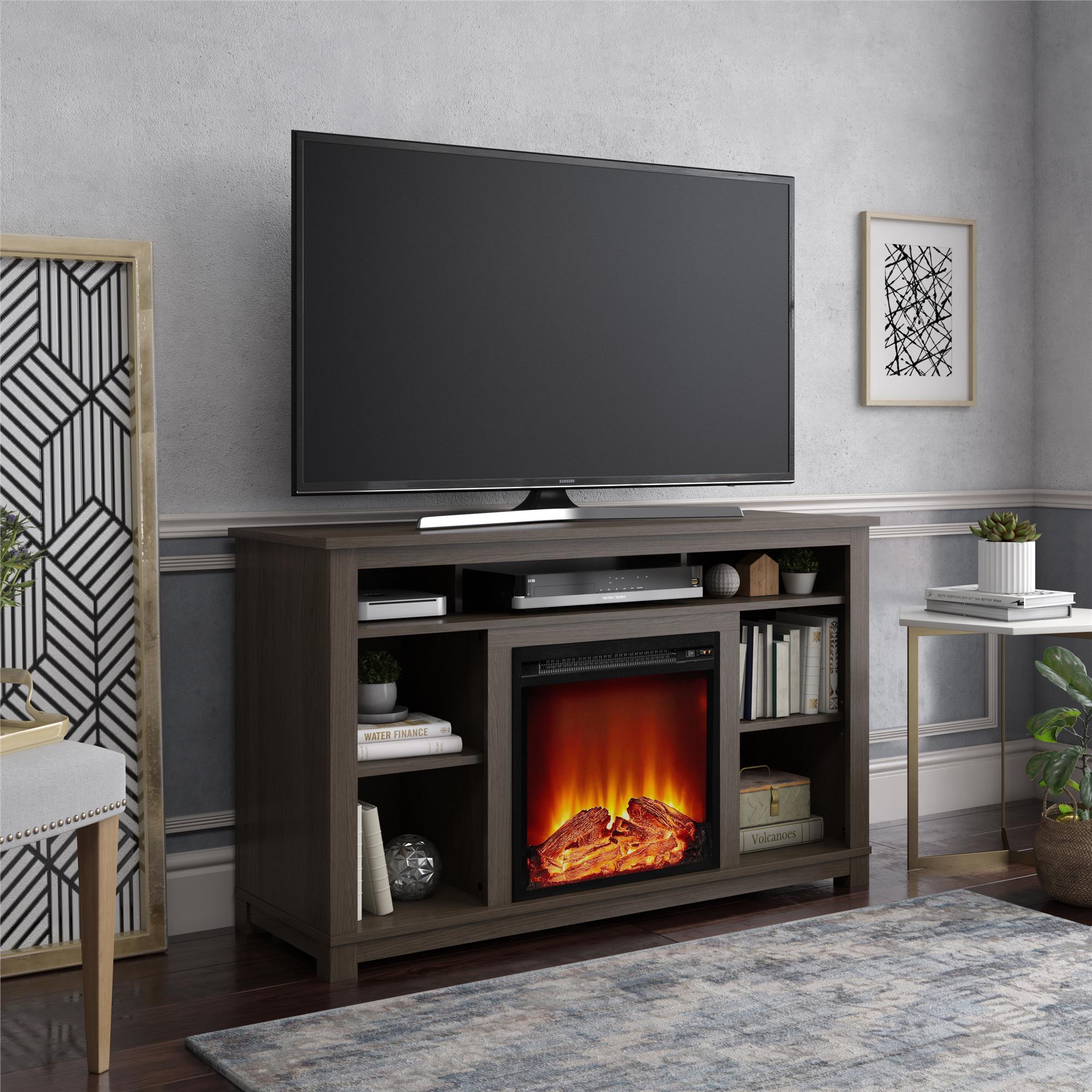 Ameriwood Home 47.6-in W Weathered Oak Fan-Forced Electric Fireplace at ...