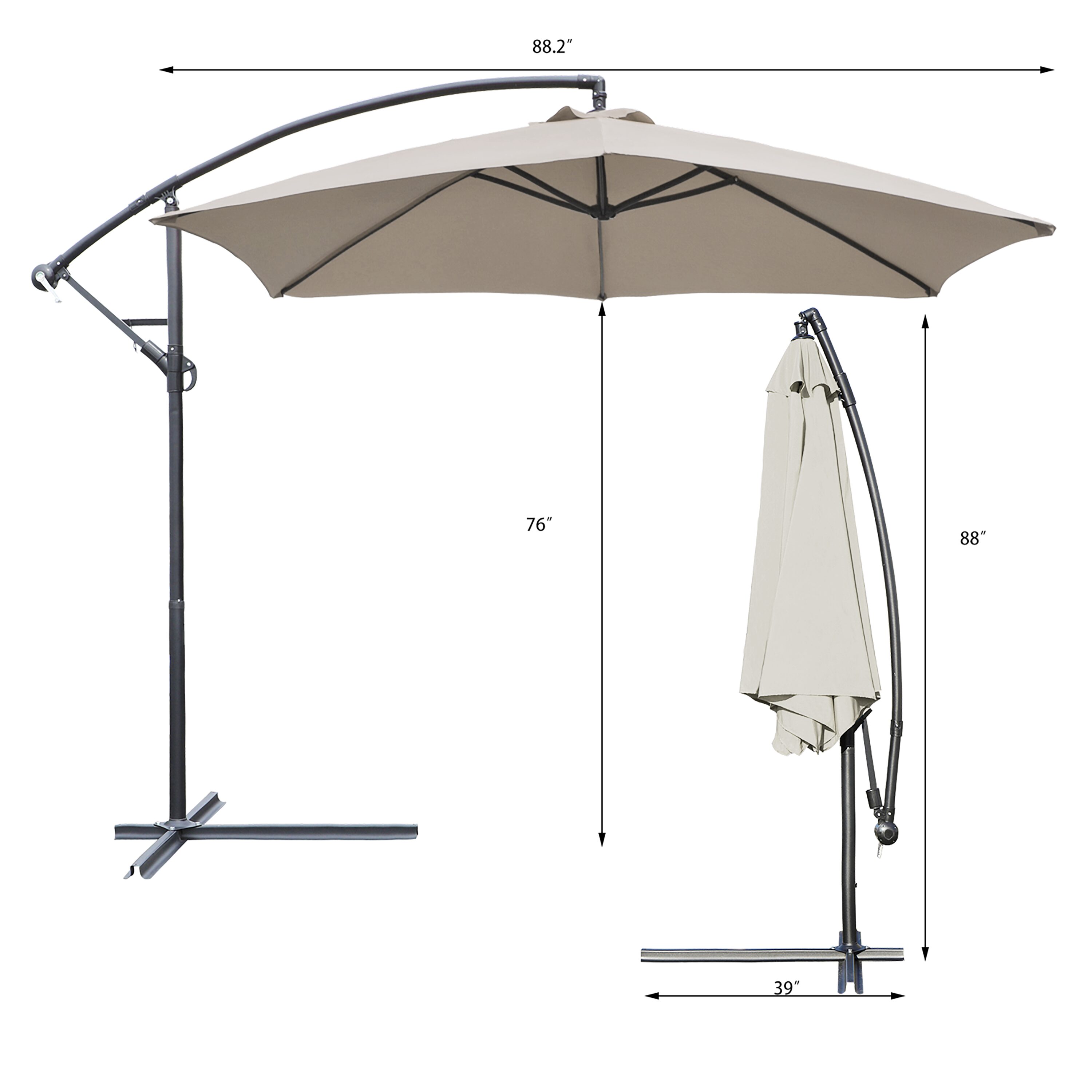 Vineego 9.5-ft Steel Beige Garden Patio Umbrella with Base in the Patio ...