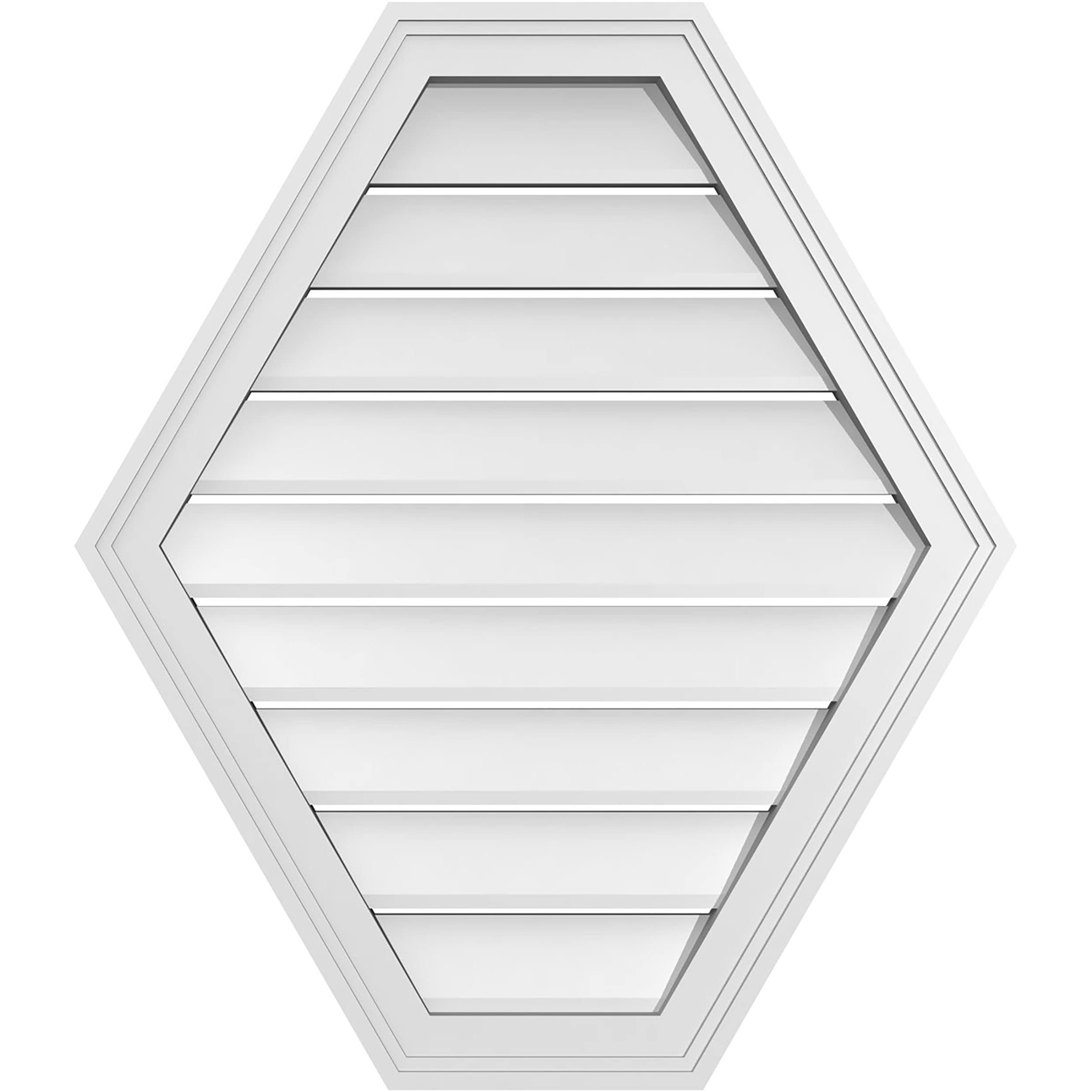 Ekena Millwork GVPHP26X3002SF 26-Inches x 30-Inches Off-white Peaked PVC Gable Louver Vent