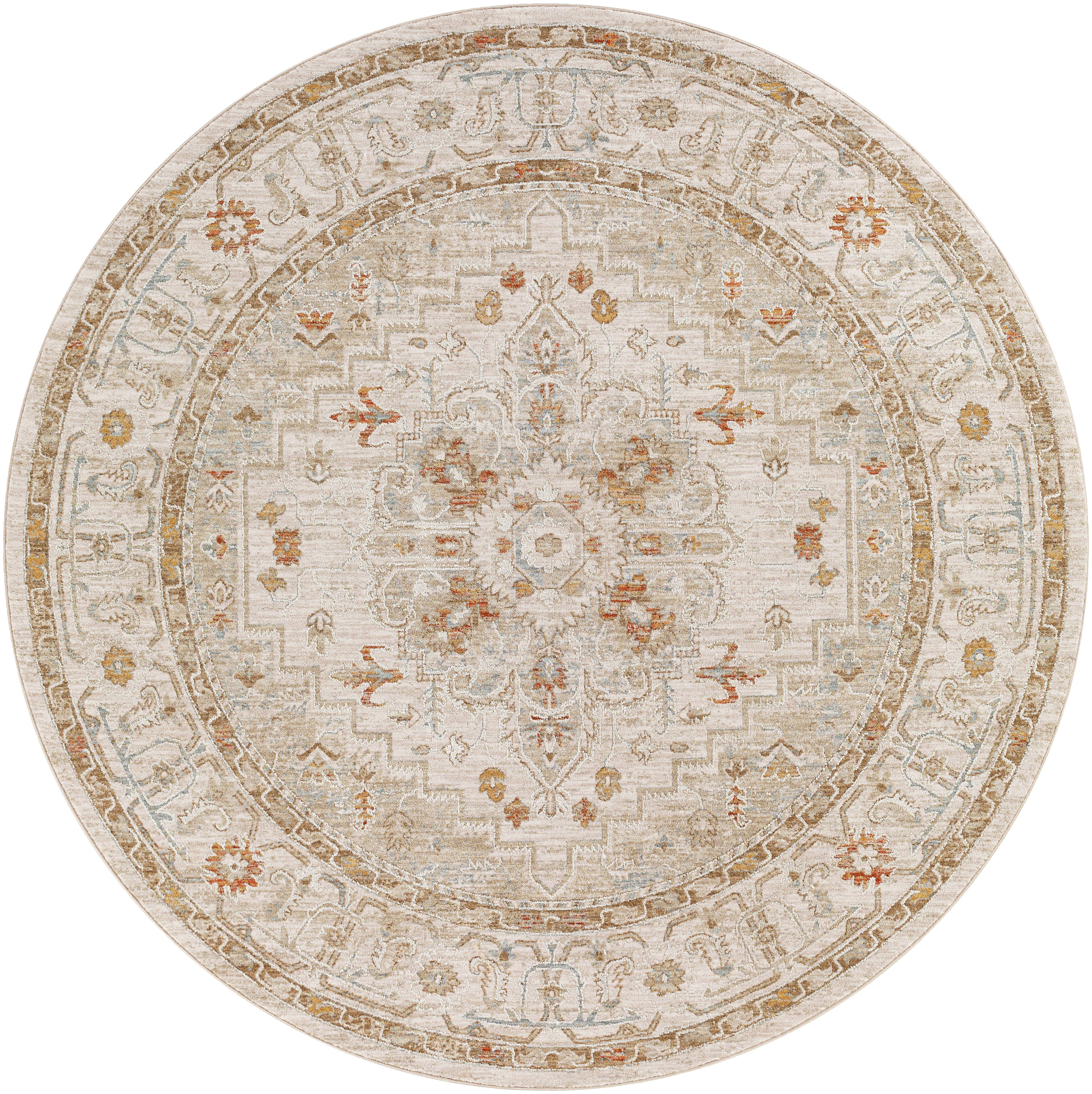 Surya AVT2313-67RD Avant Garde 7 x 7 (ft) Polyester Cream Round Indoor Medallion Oriental Area rug