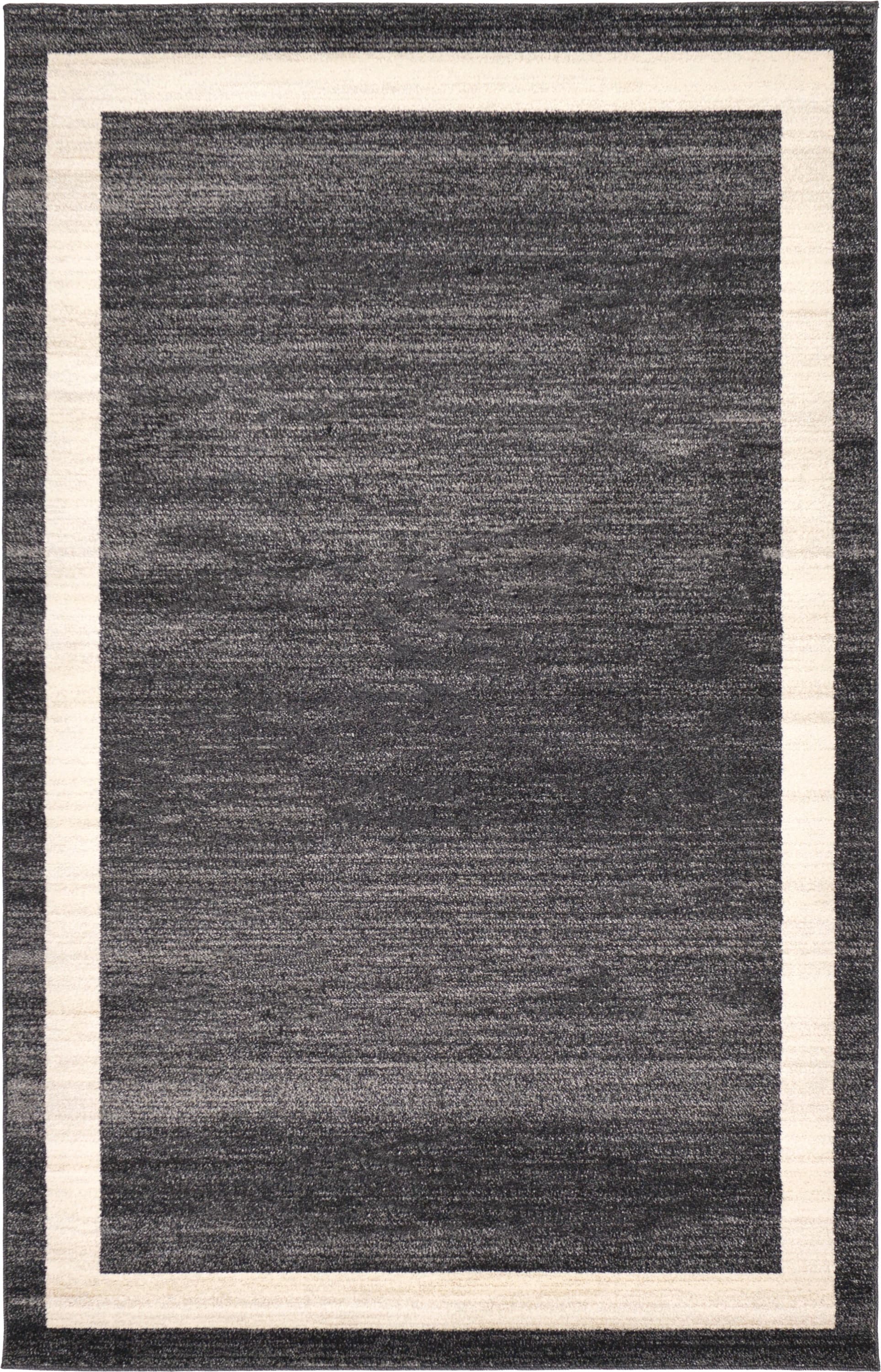 Unique Loom 3127325 Maria Del Mar 5 x 8 (ft) Loomed Polypropylene Black/Ivory Rectangular Indoor Border Industrial Area rug