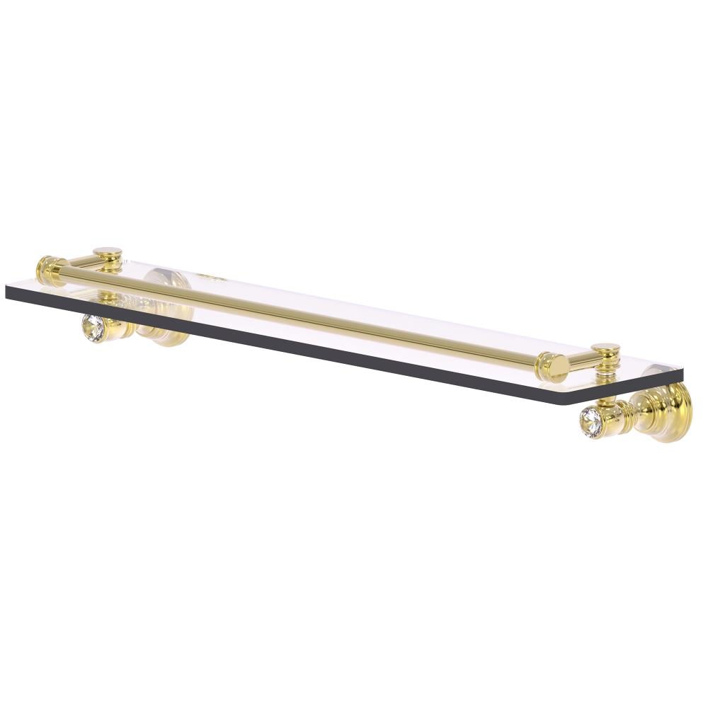 Allied Brass CC-1-22-GAL-UNL Carolina Crystal Unlacquered Brass Wall mount Bathroom Shelf ( 22-in x 3.3-in x 5-in )
