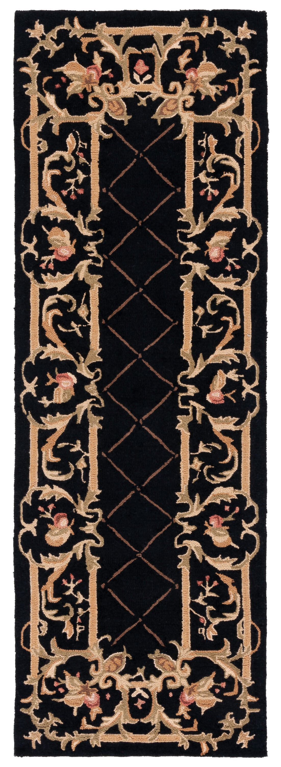 Chelsea Black Wool 3' x 8' Hand Hooked Runner Rug