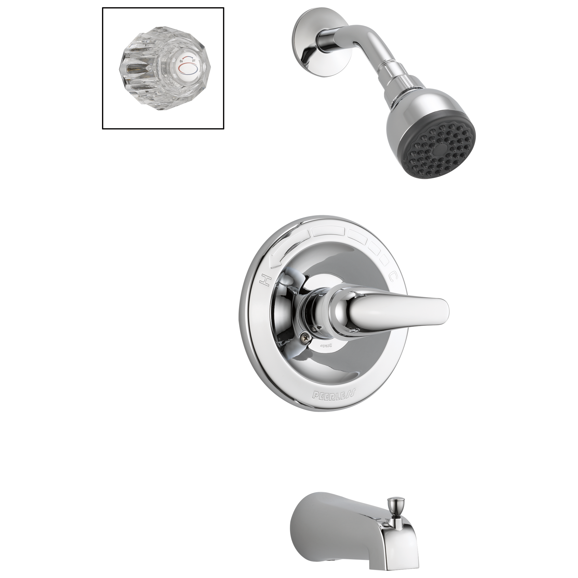 Peerless P188720 Chrome 1-handle Single function 2.75-Inches Round Bathtub and shower Faucet with Valve