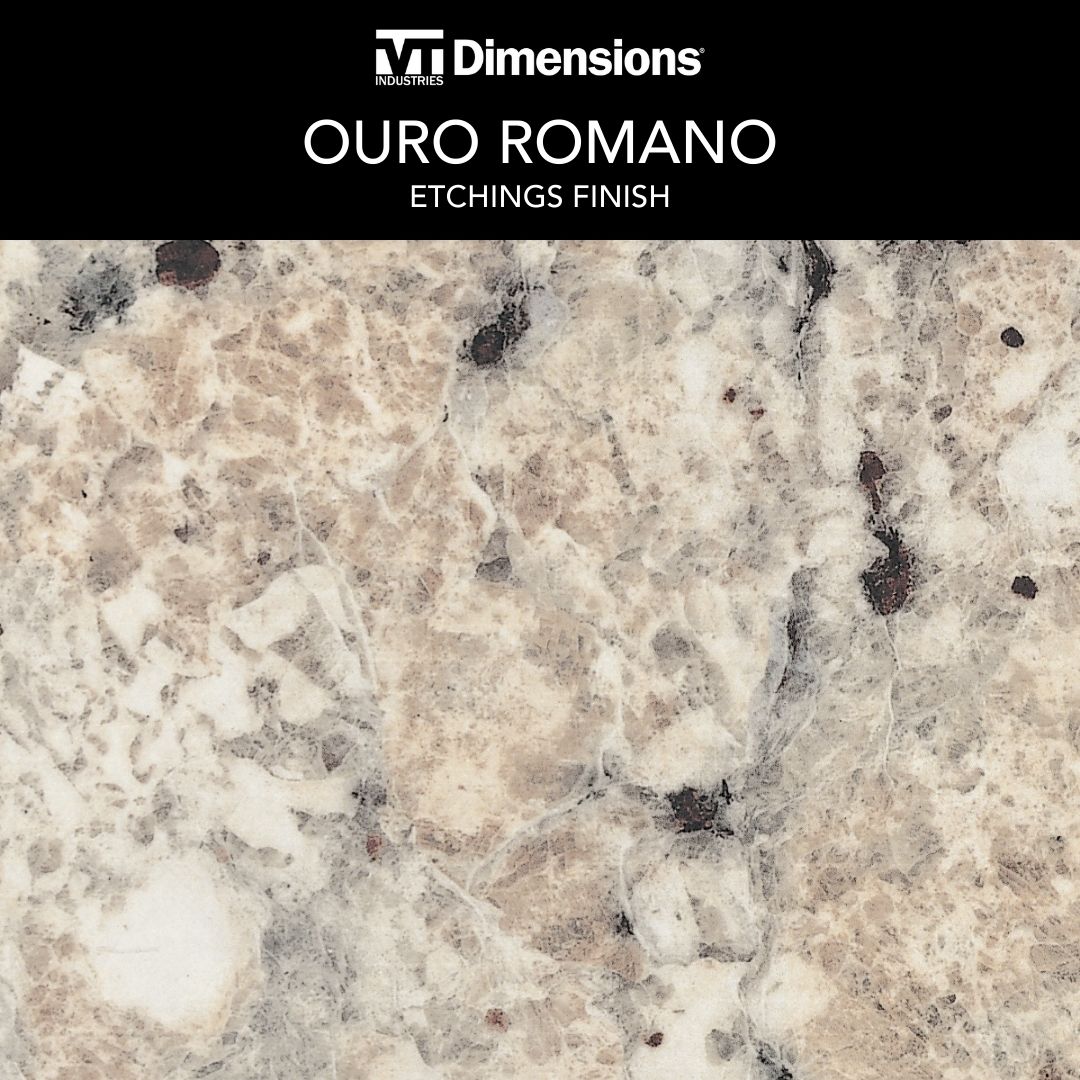 VT Dimensions Formica 6-ft x 25.5-in x 3.75-in Ouro Romano - Etchings Right-Hand Miter-Cut Laminate Countertop with Integrated Backsplash