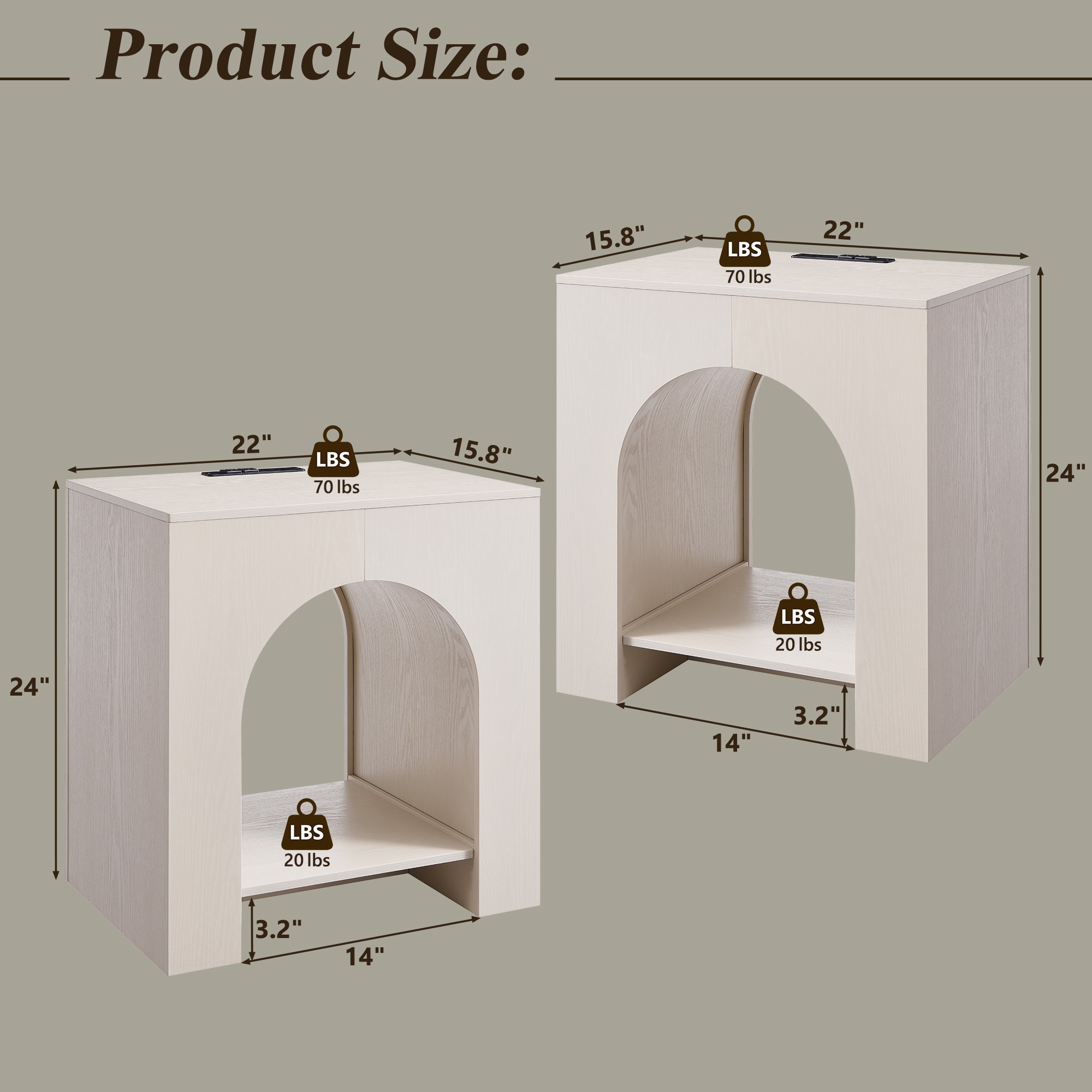 DecorUHome GHJ5016-WH-2PCS-PRO nightstands - View #5