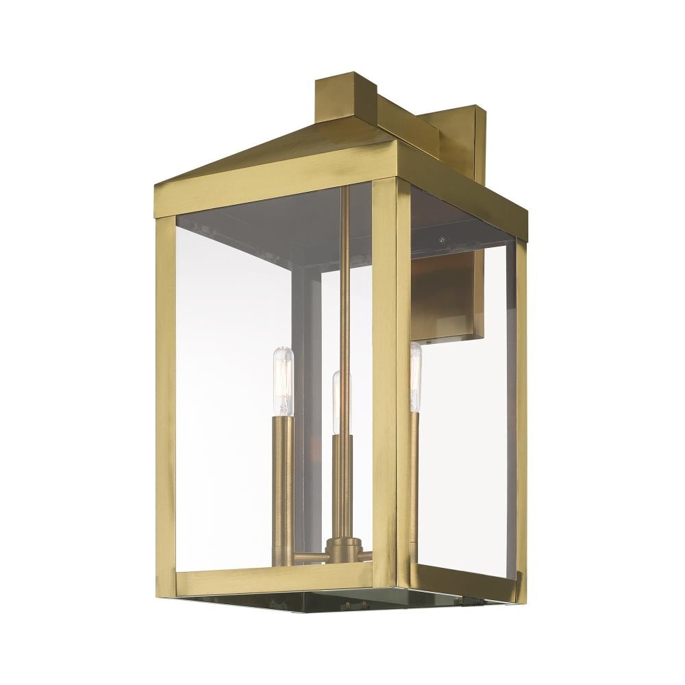 Antique Brass 21.75" Outdoor Wall Lantern with Clear Glass