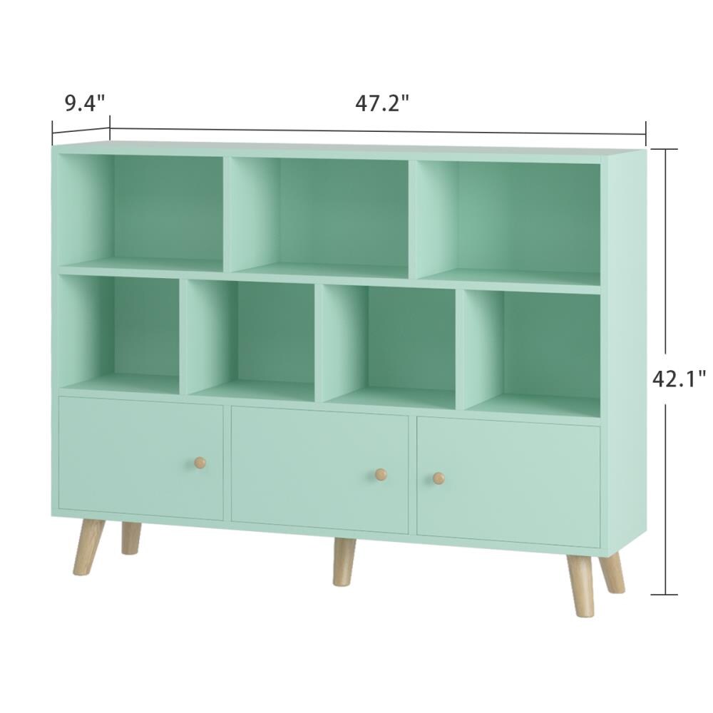 FUFU&GAGA Bookcase Tiffany Green 2-Shelf Bookcase (47.2-in W x 42.1-in ...